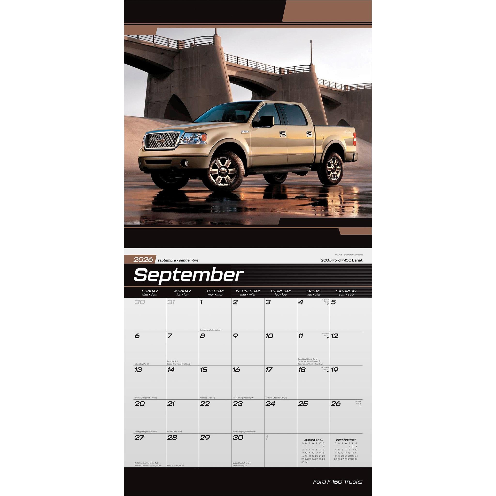 Calendrier mural des camions Ford F150 2026