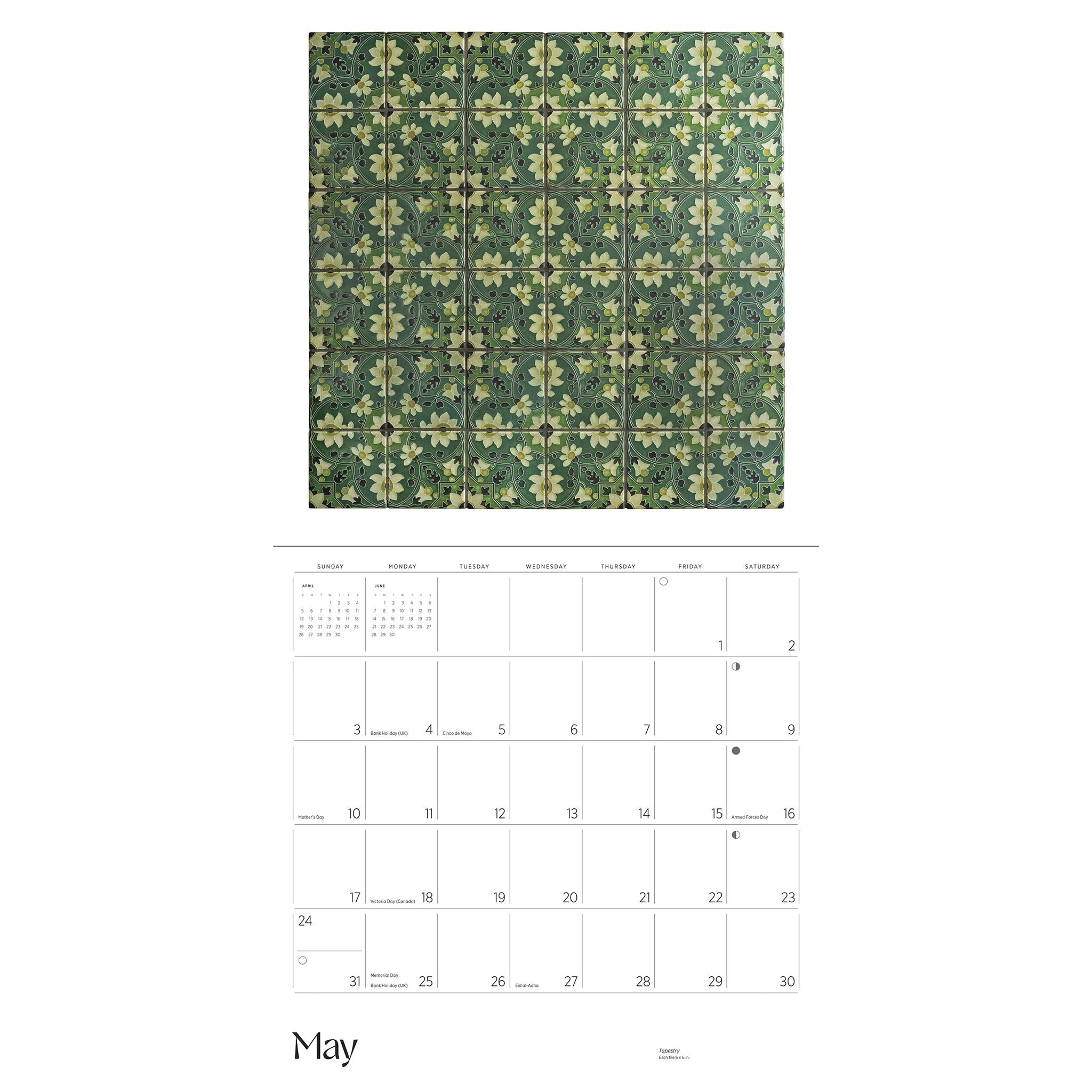 Calendrier mural Arts and Crafts Tiles 2026 - Disponible uniquement en ligne