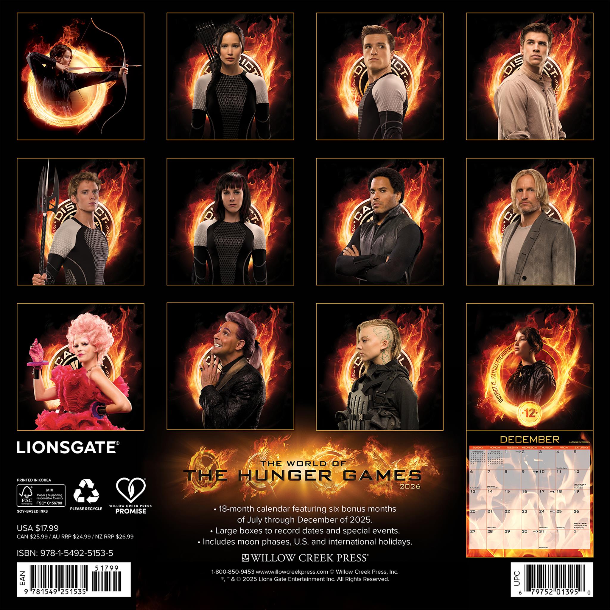 Calendrier mural exclusif Hunger Games 2026