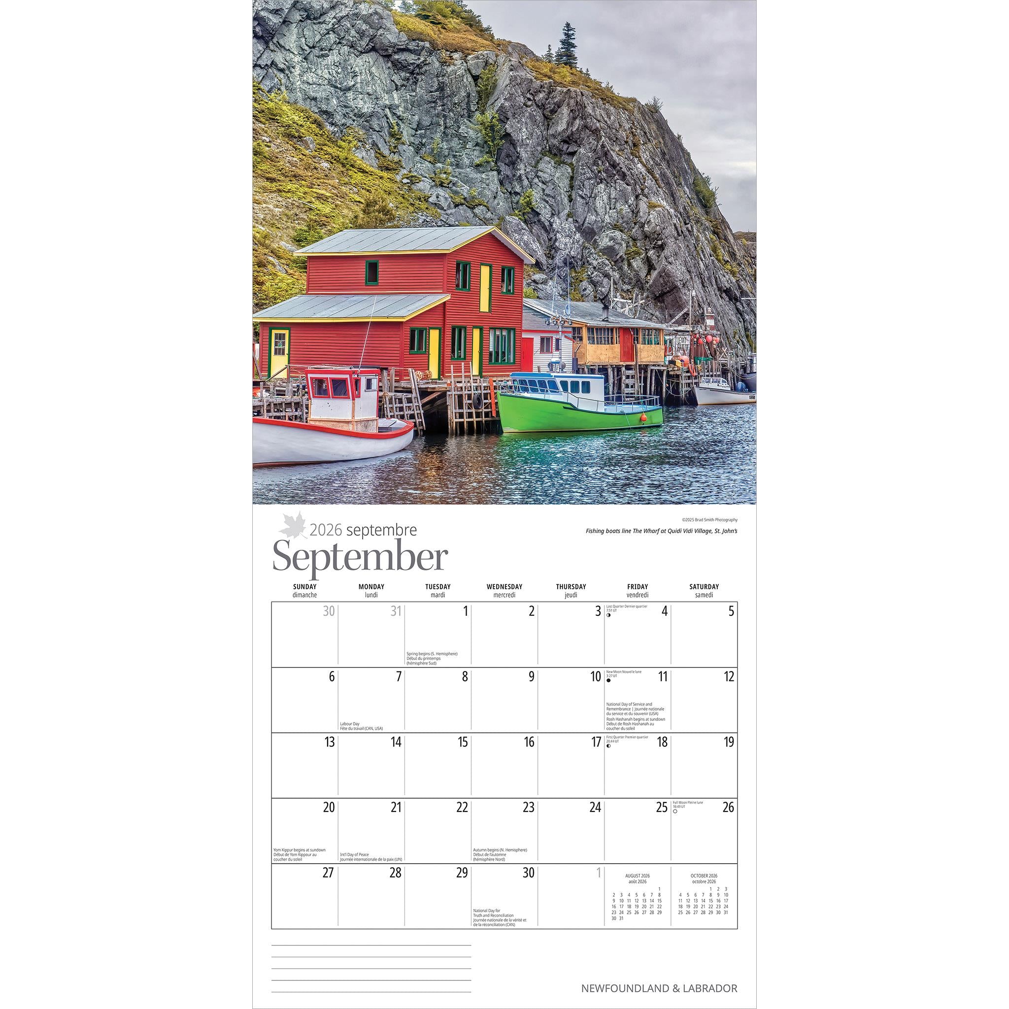 Calendrier mural de Terre-Neuve-et-Labrador 2026