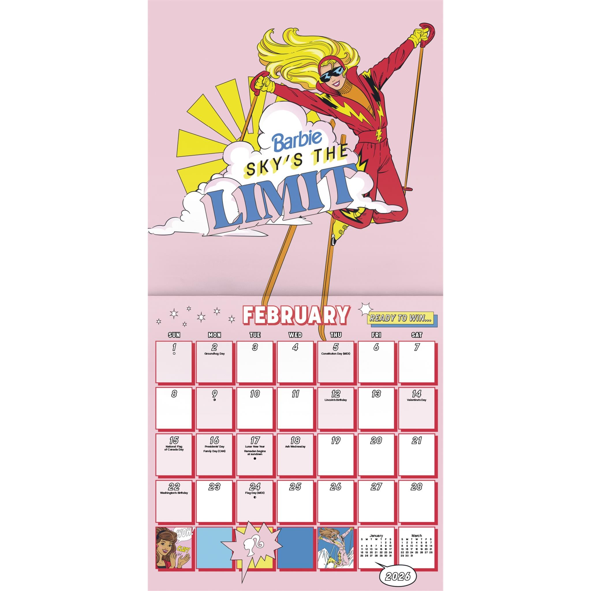 Calendrier mural Barbie Comic 2026