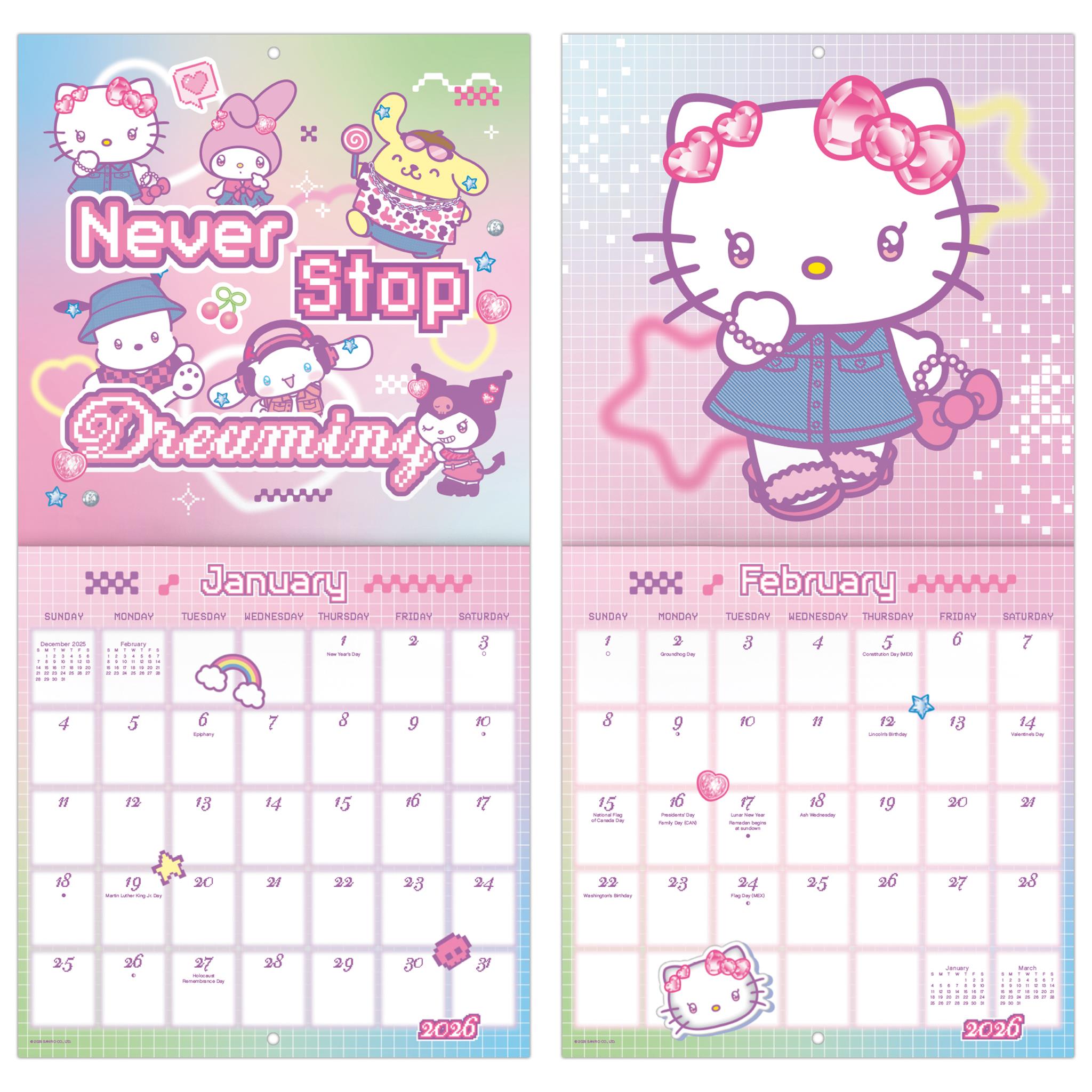 Mini calendrier Hello Kitty 2026