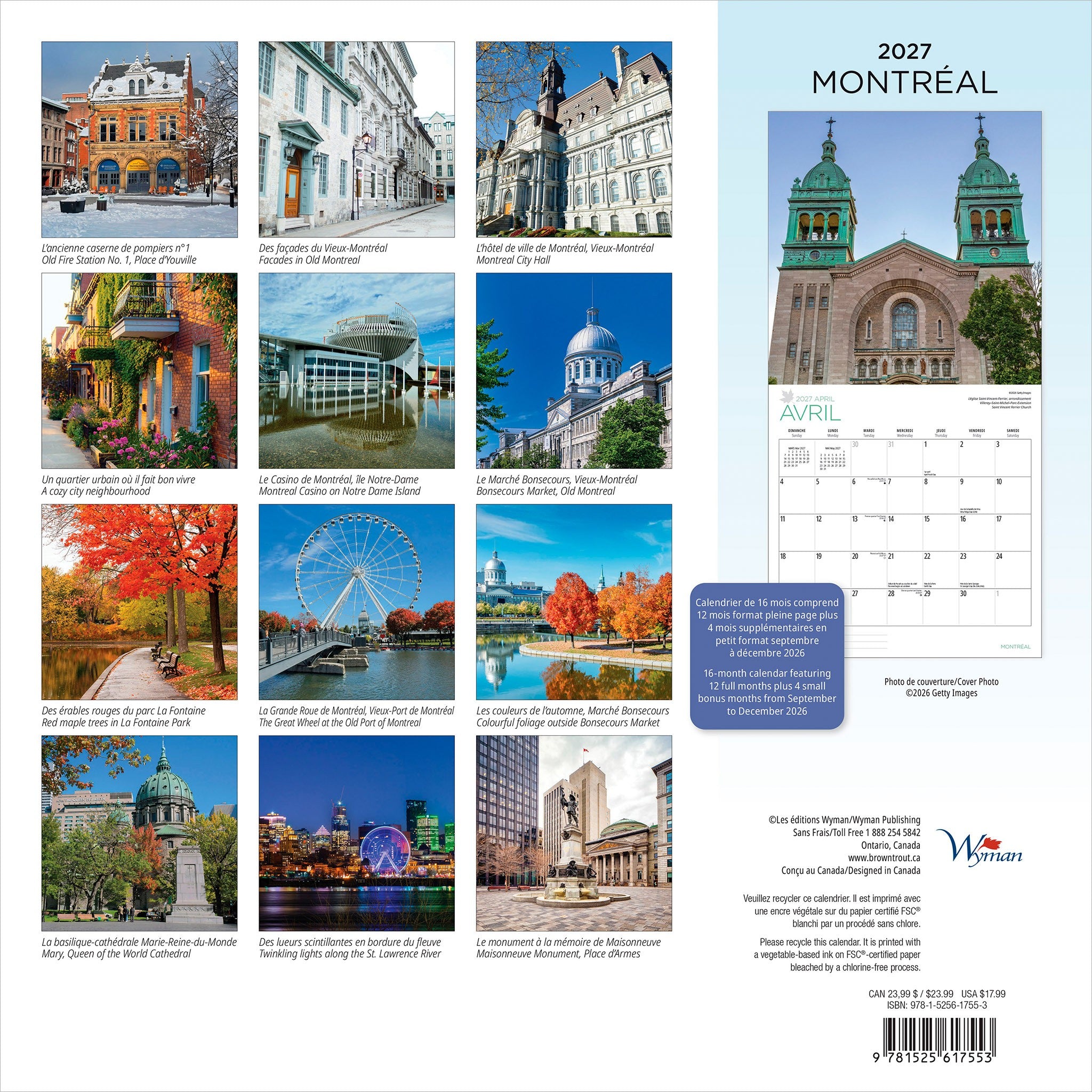 Montréal 2027 Wall Calendar