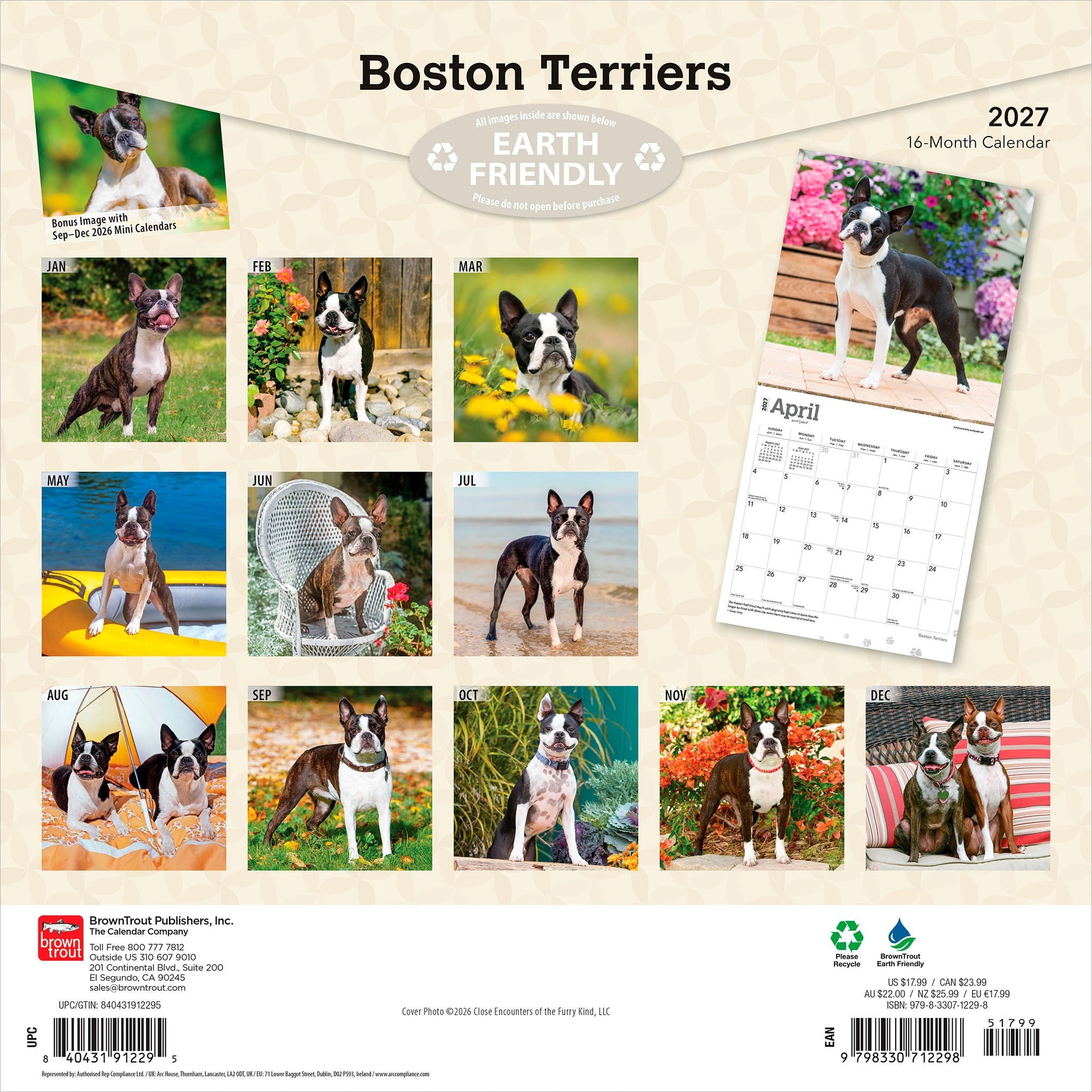 Boston Terriers 2027 Wall Calendar