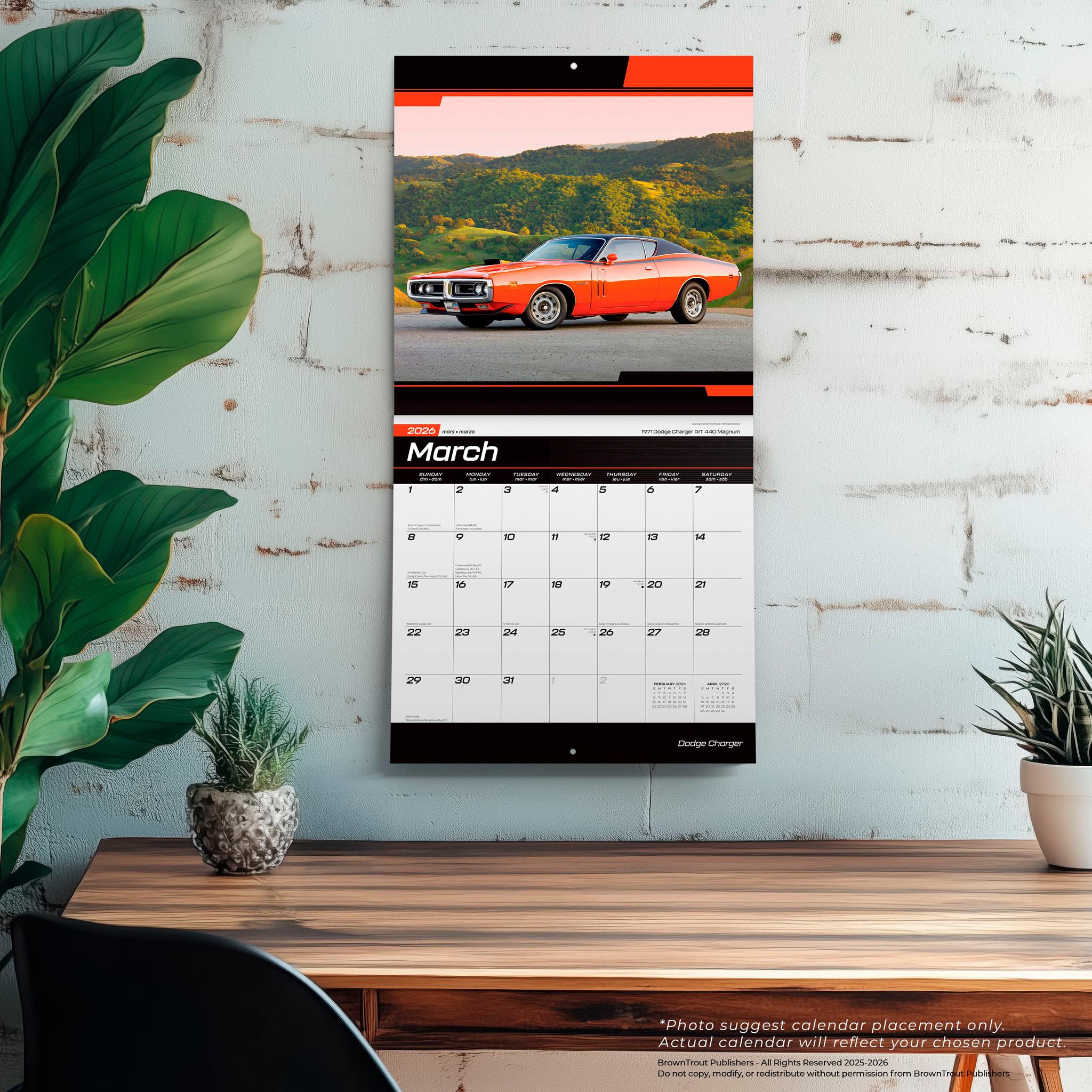 Calendrier mural Dodge Charger 2026