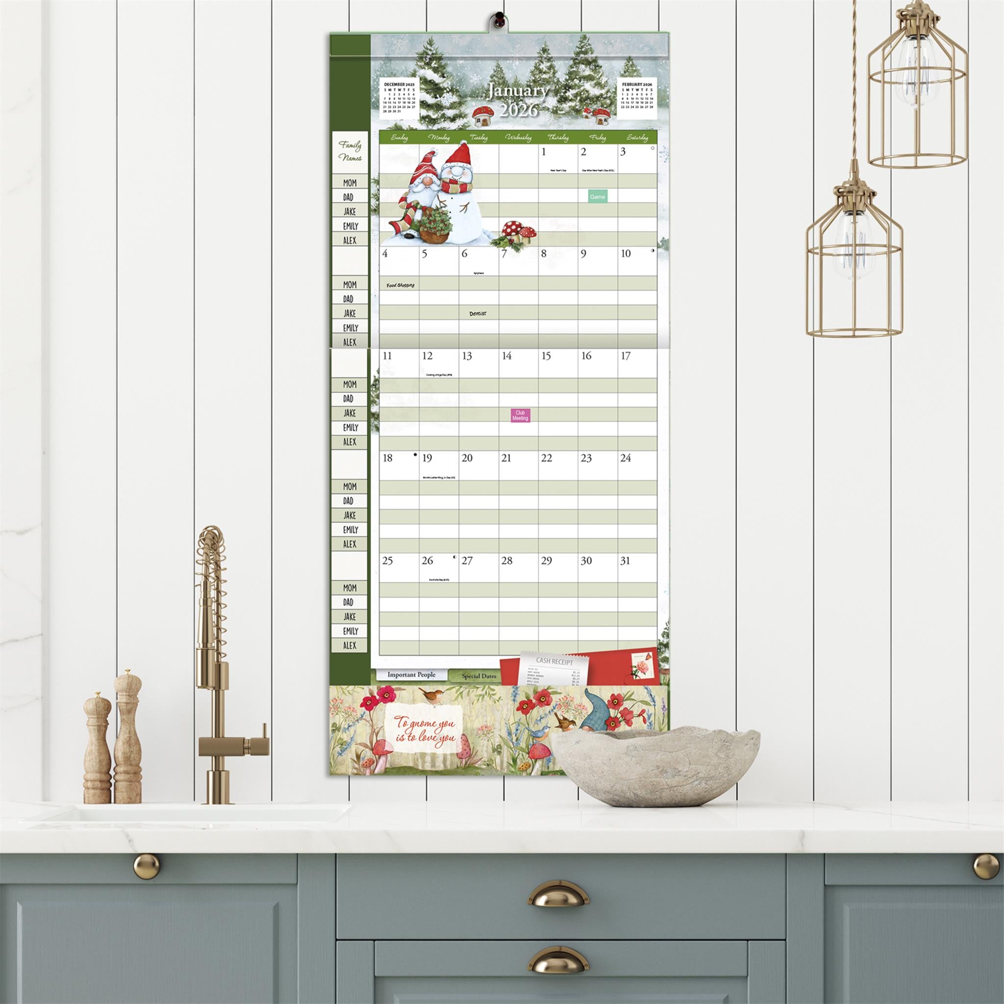 Gnomes Plan It Plus 2025-2026 Wall Calendar