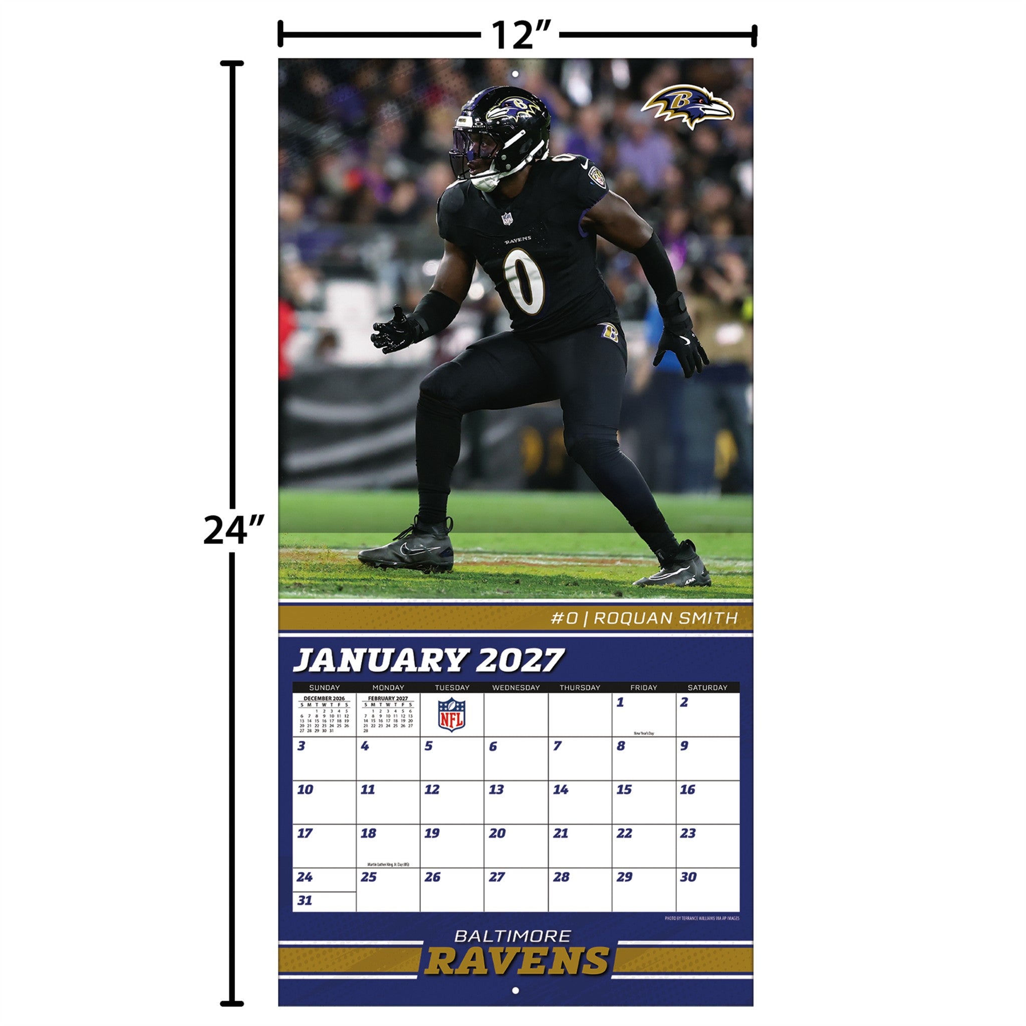 NFL Baltimore Ravens 2027 Wall Calendar