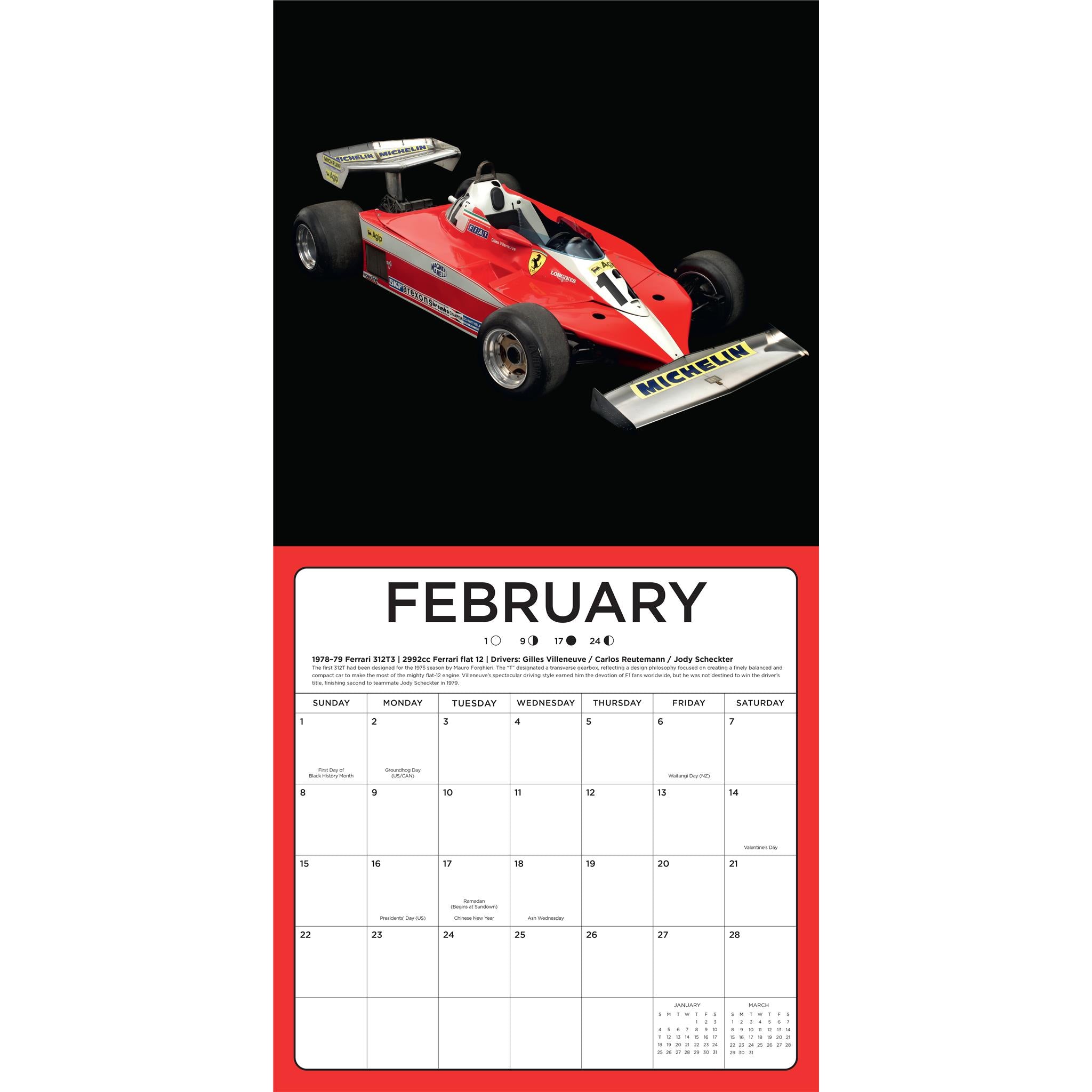 Calendrier mural 2026 de l'Art de la Formule 1