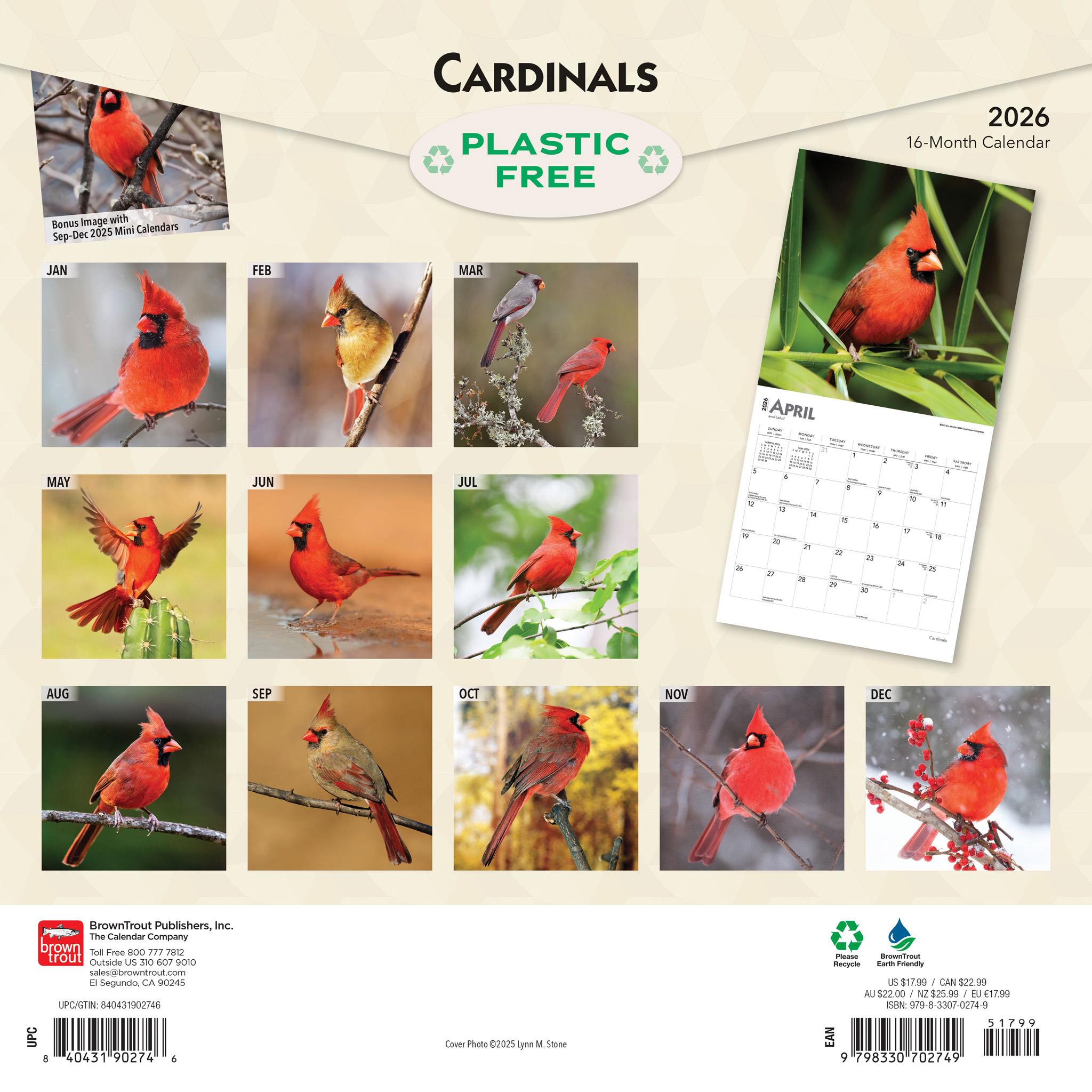 Calendrier mural Cardinals 2026