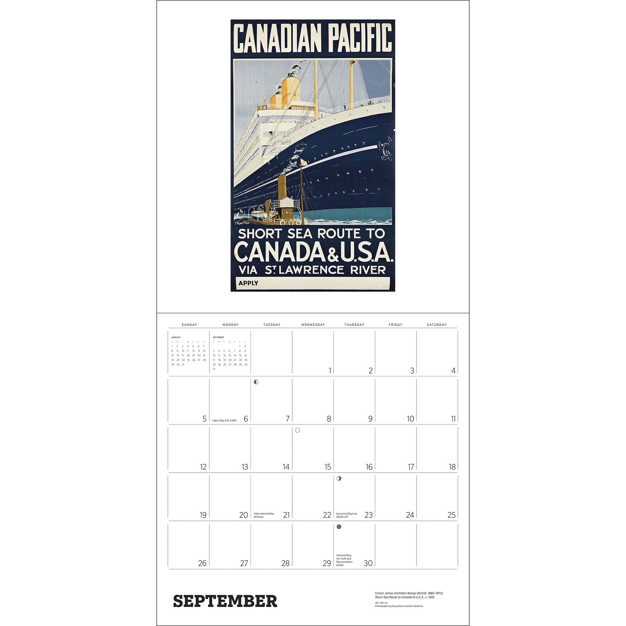 Calendrier mural 2027 : Affiches de voyage vintage du Canada