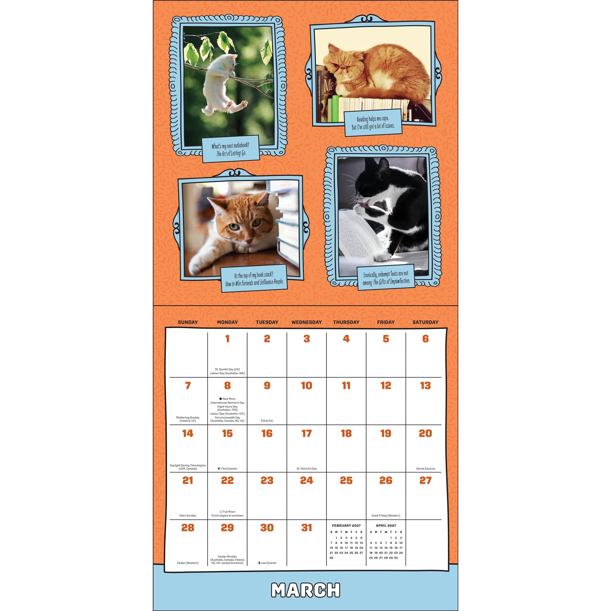 Calendrier mural 2027 : Les chats sont plus économiques qu'une thérapie