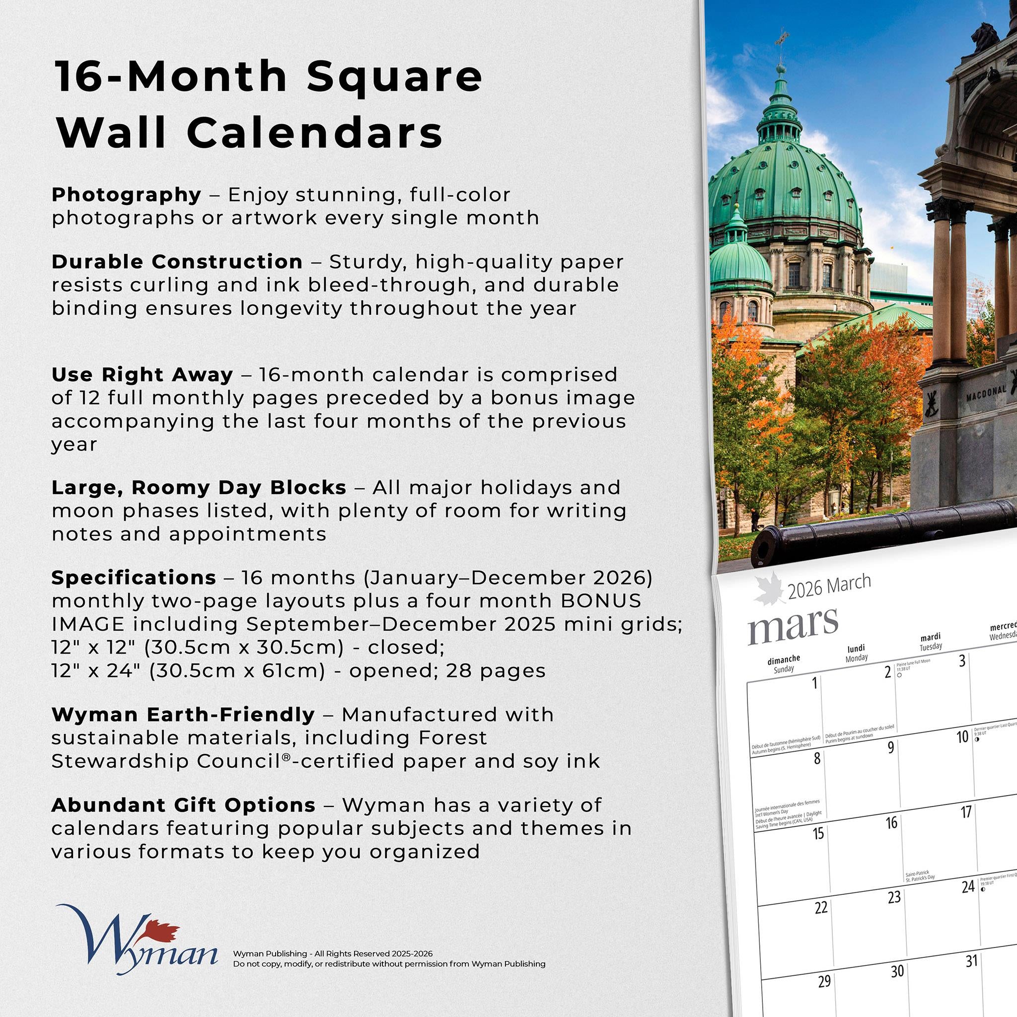 Montreal 2026 Wall Calendar