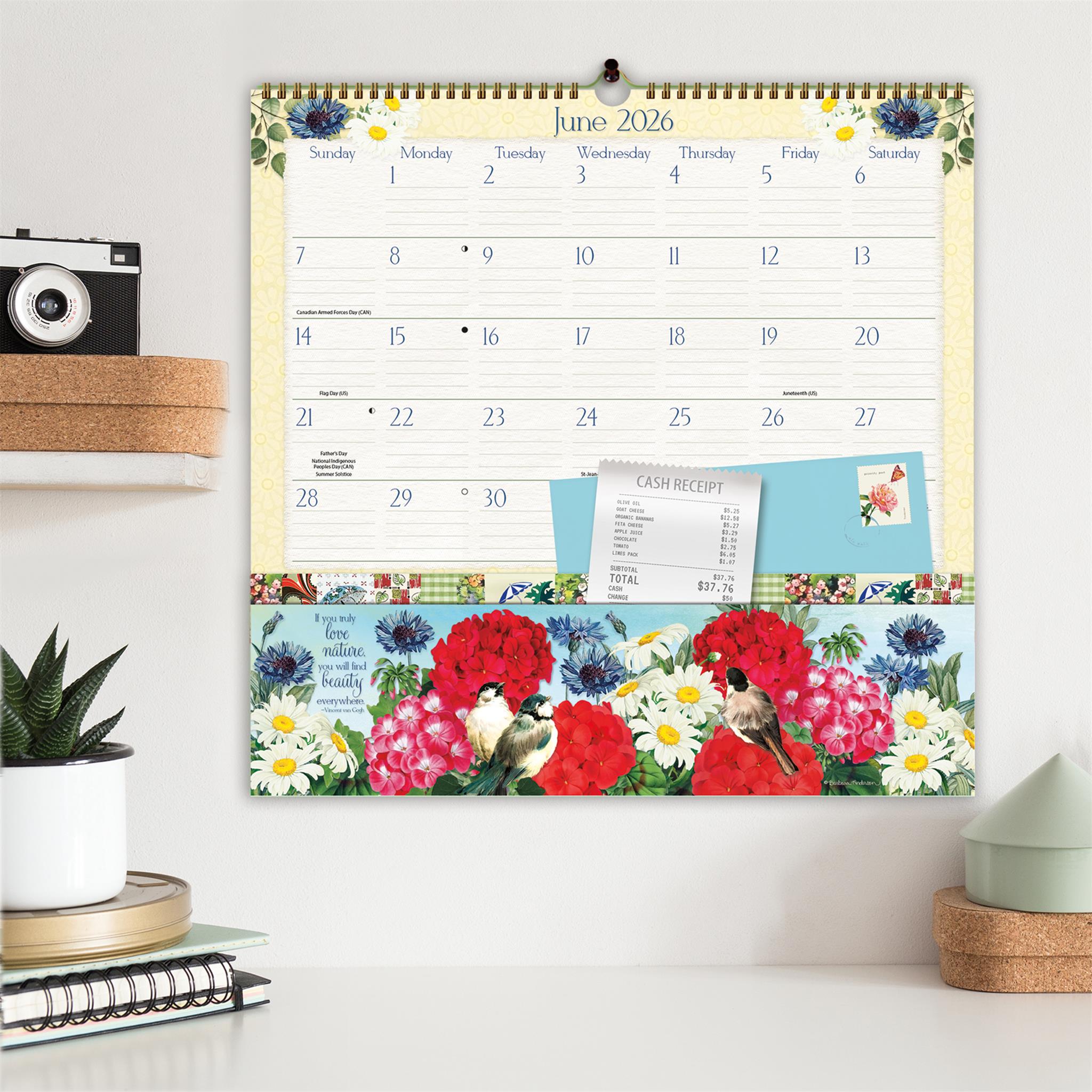 Botanical Gardens Note Nook 2026 Wall Calendar