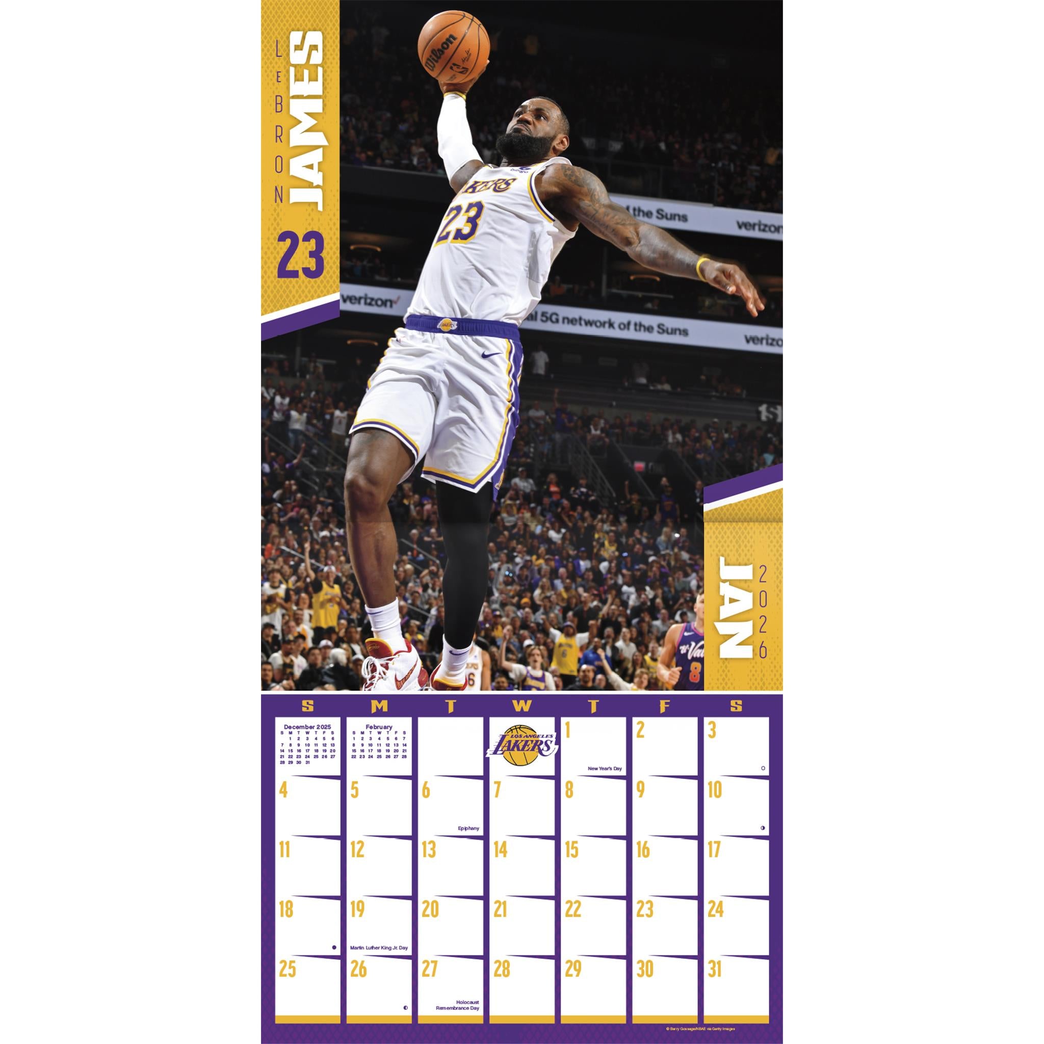 NBA Dunks 2026 Wall Calendar