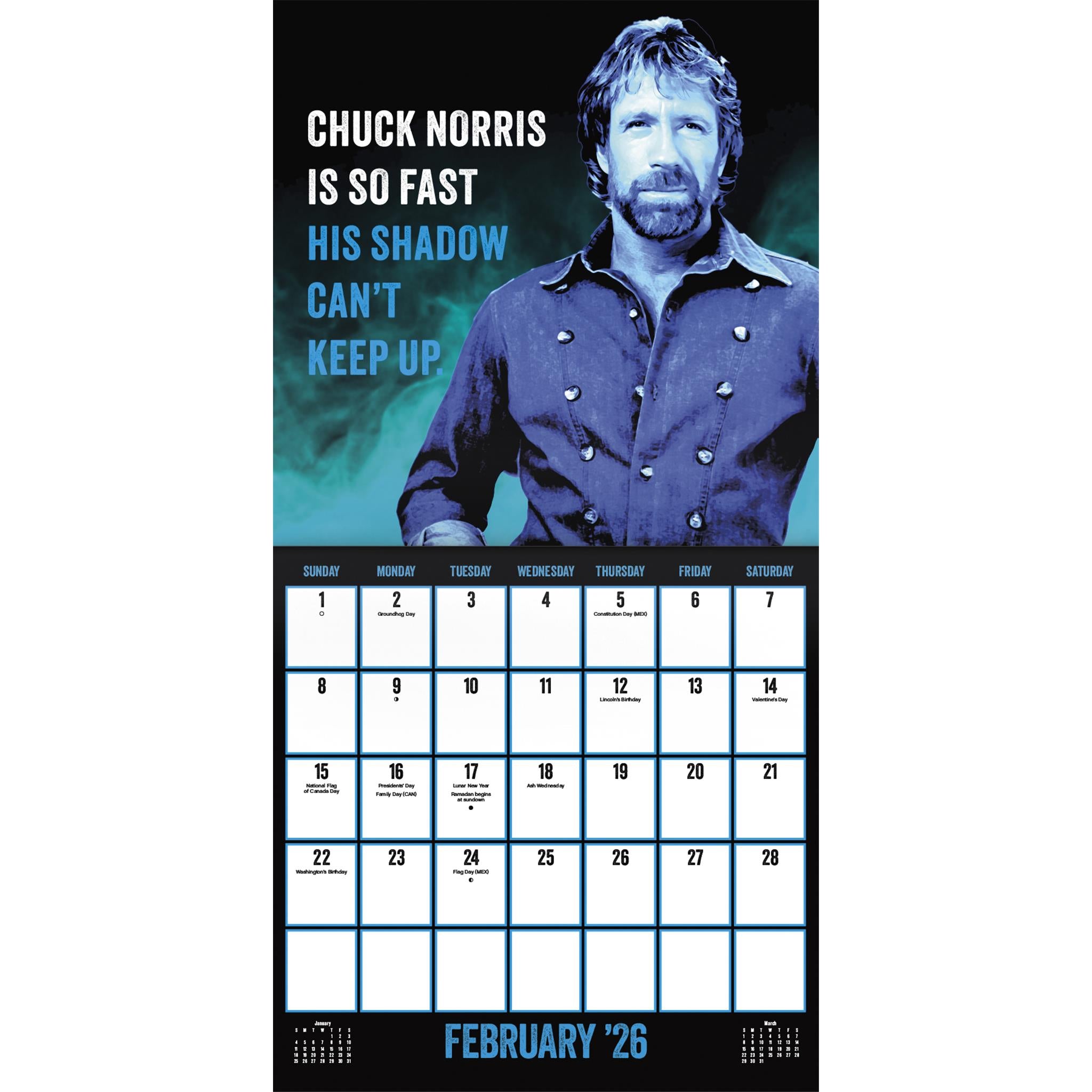 Calendrier mural Chuck Norris 2026