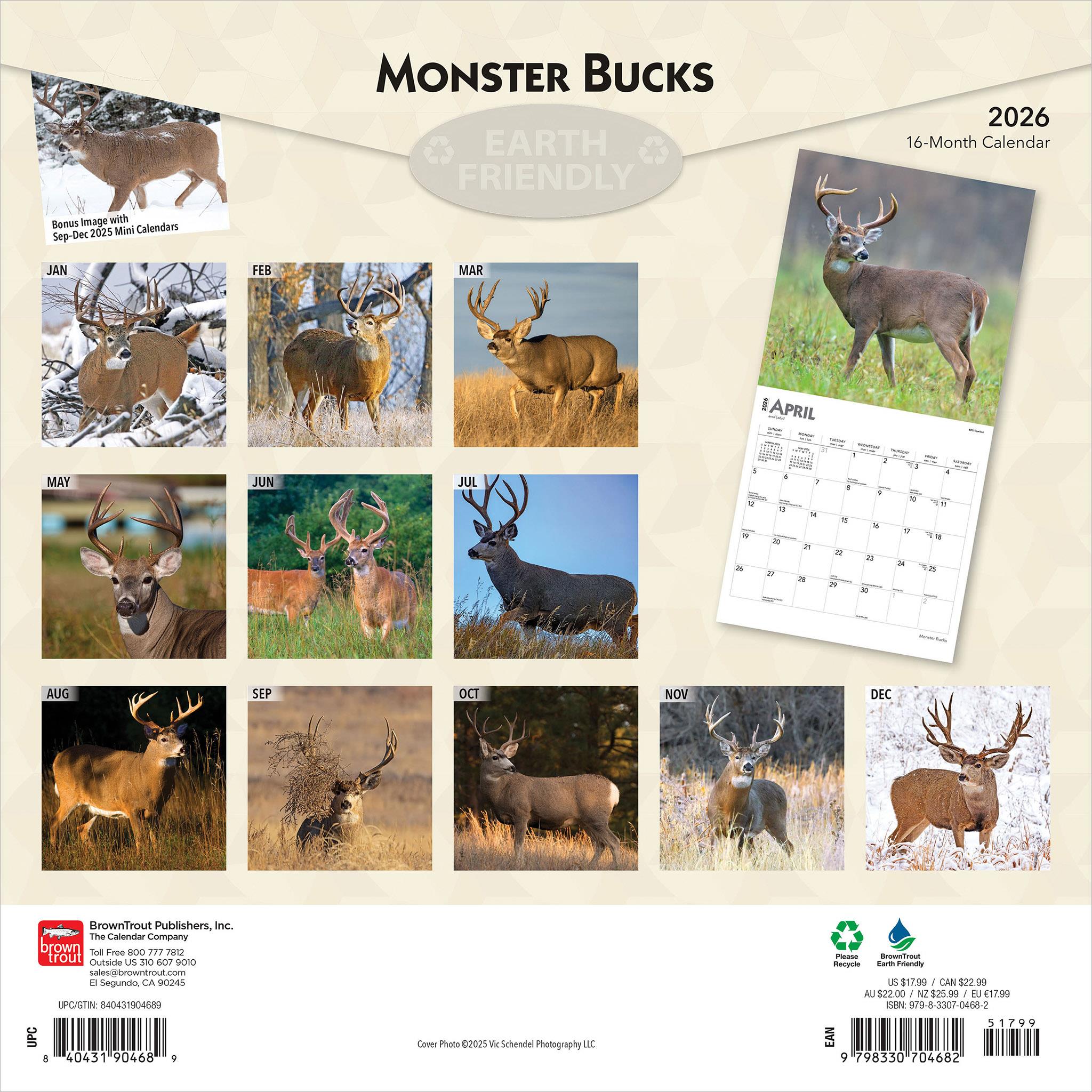 Calendrier mural Monster Bucks 2026 - Disponible uniquement en ligne