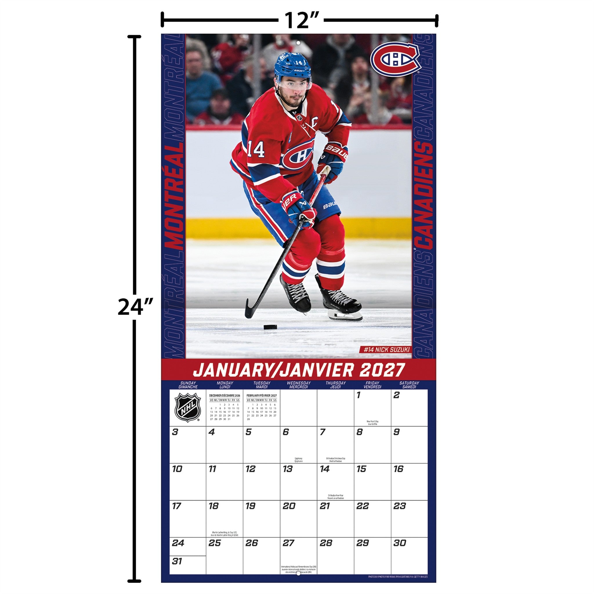 NHL Montreal Canadiens 2027 Wall Calendar