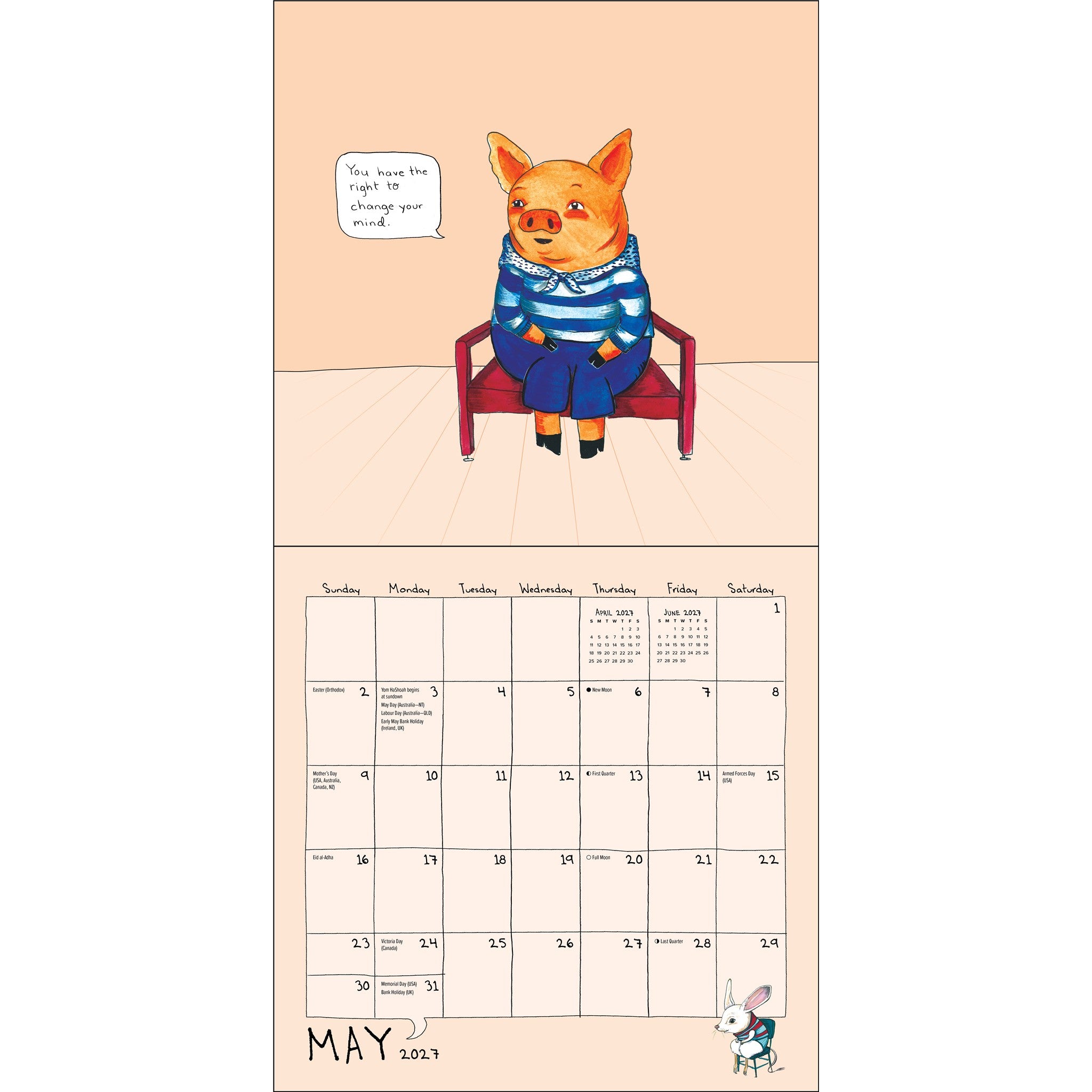 Calendrier mural 2027 : Animaux de soutien émotionnel