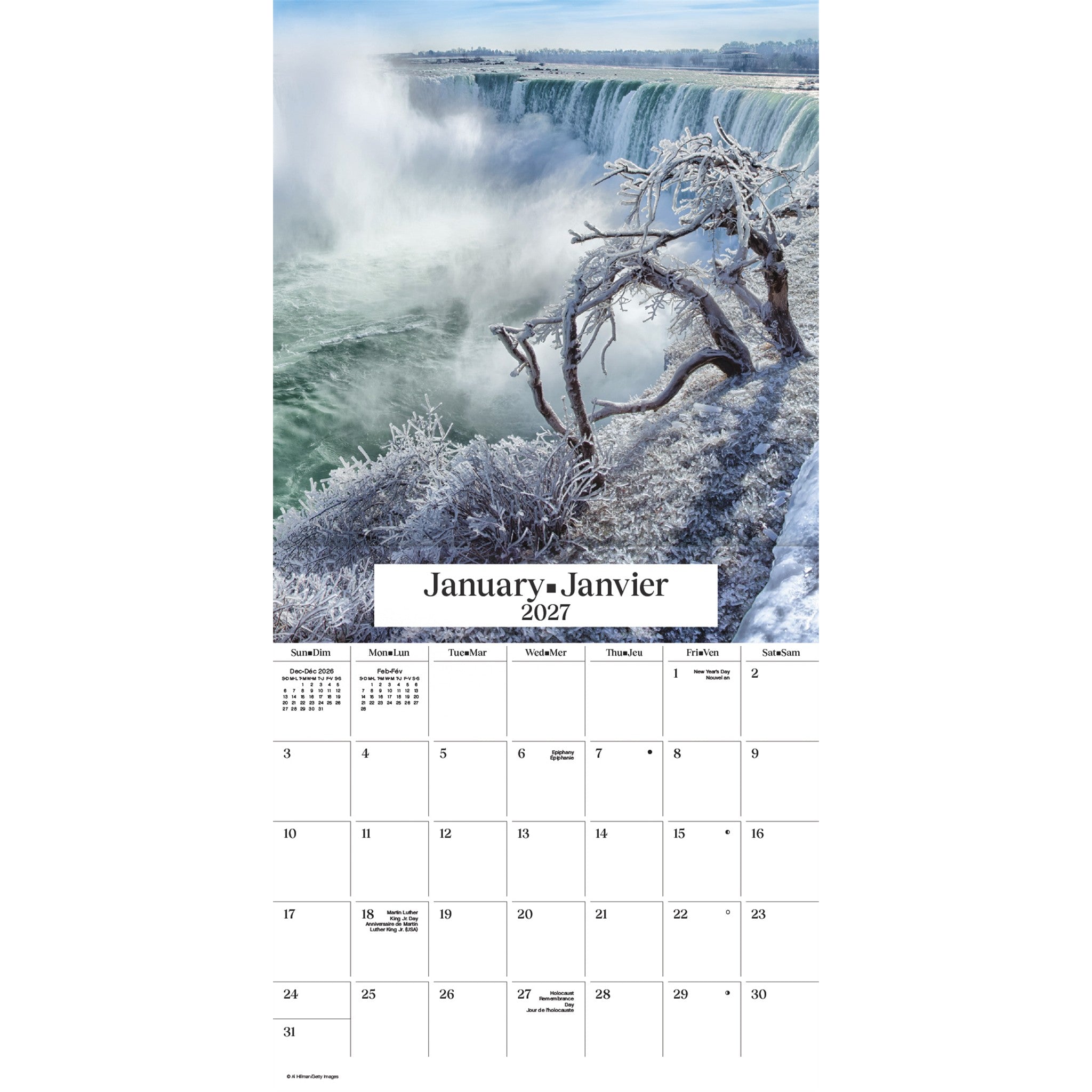 Calendrier mural Chutes du Niagara 2027