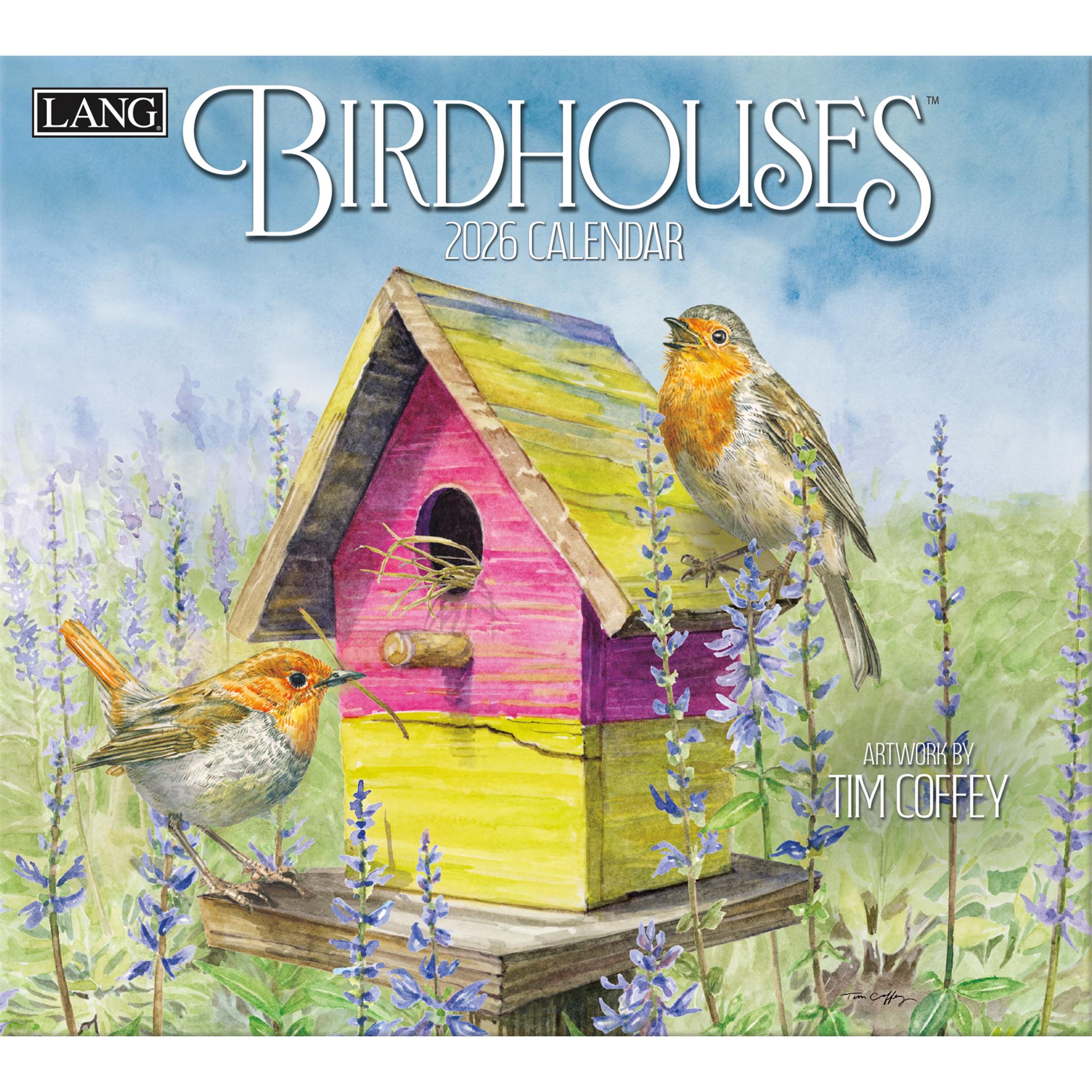Calendrier mural de luxe Birdhouses 2026 - Disponible uniquement en ligne