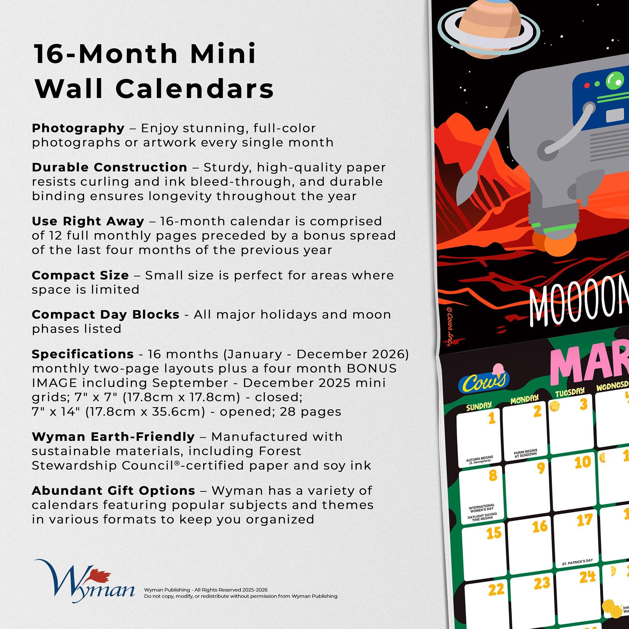 Mini-calendrier 2026 de Cows Creamery