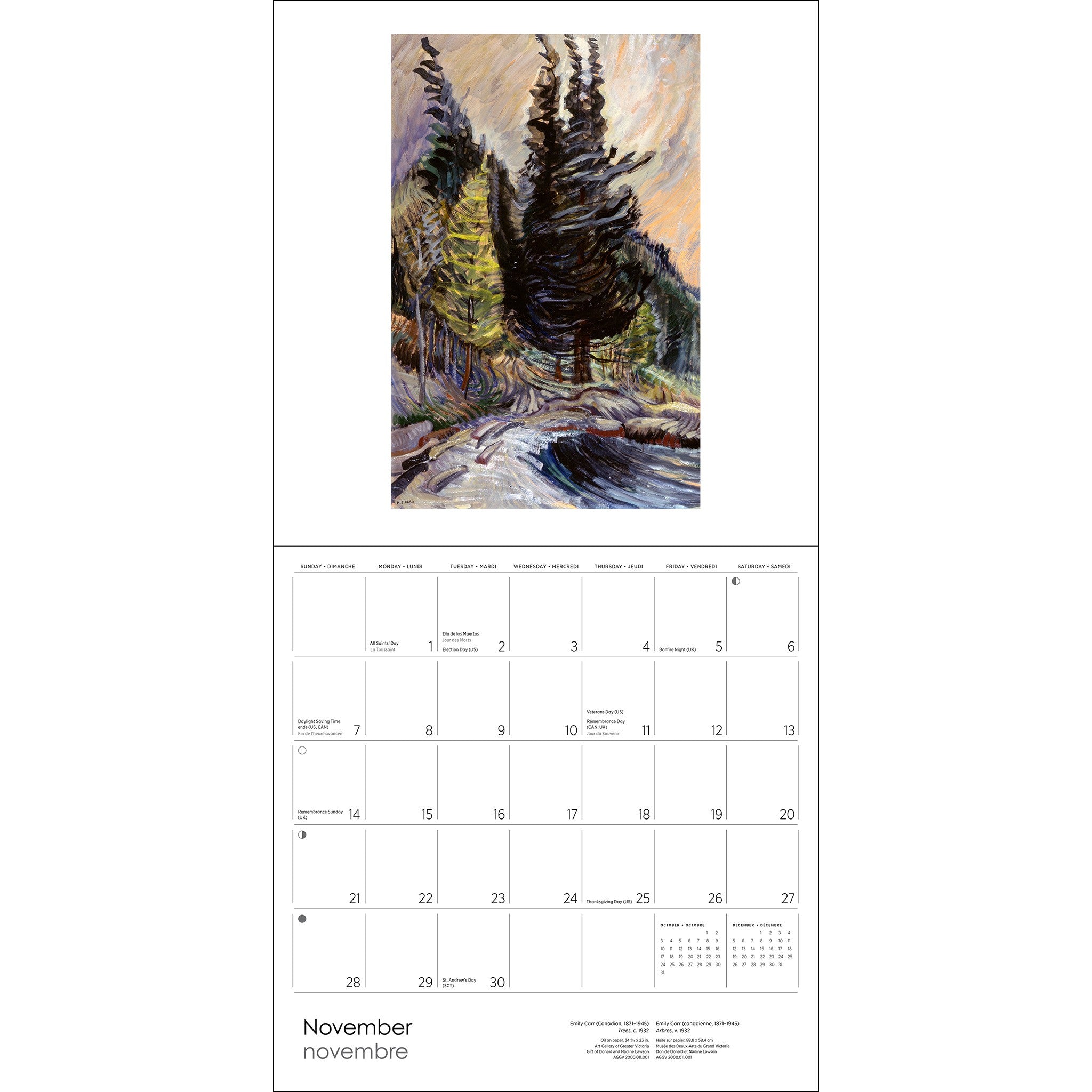 Calendrier mural Emily Carr 2027