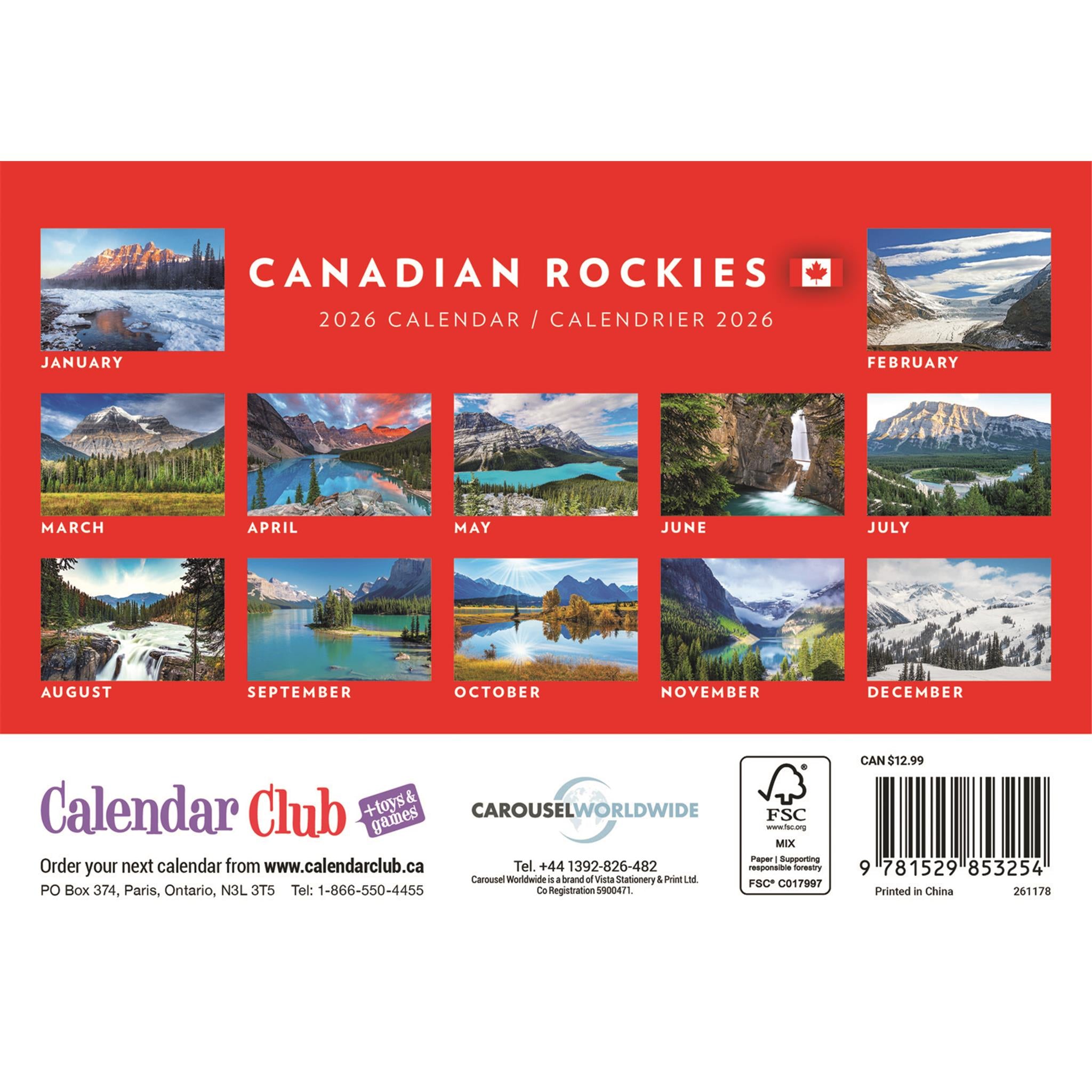 Mini-calendrier des Rocheuses canadiennes 2026