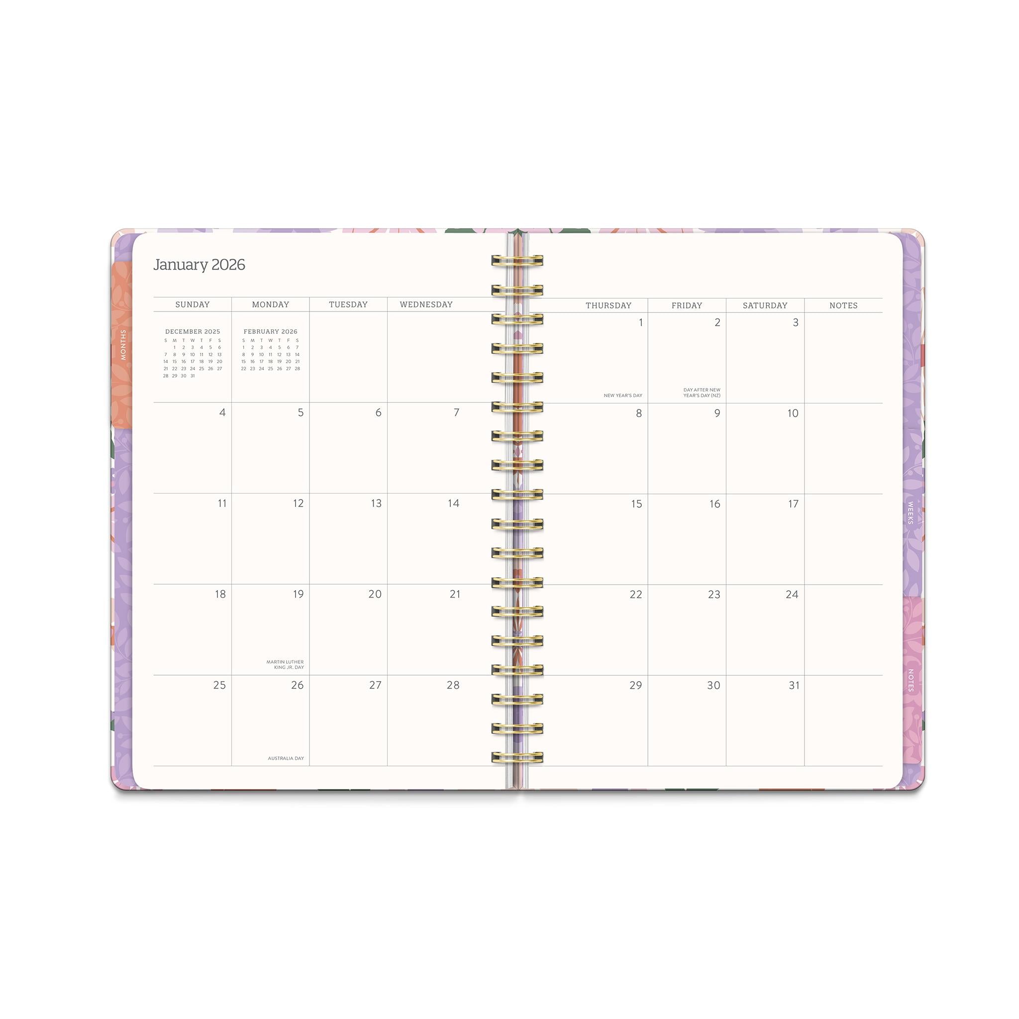 Secret Garden Tri-Tab 2025-2026 Engagement Calendar