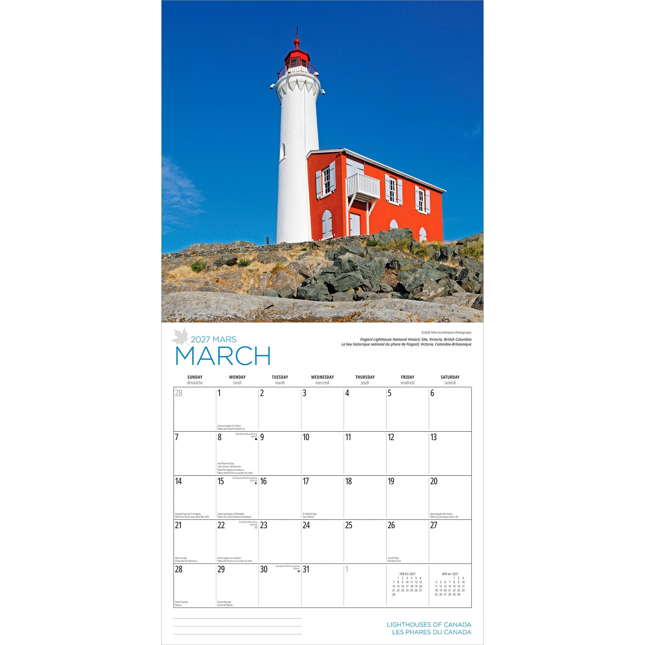 Lighthouses of Canada / Les phares du Canada 2027 Wall Calendar