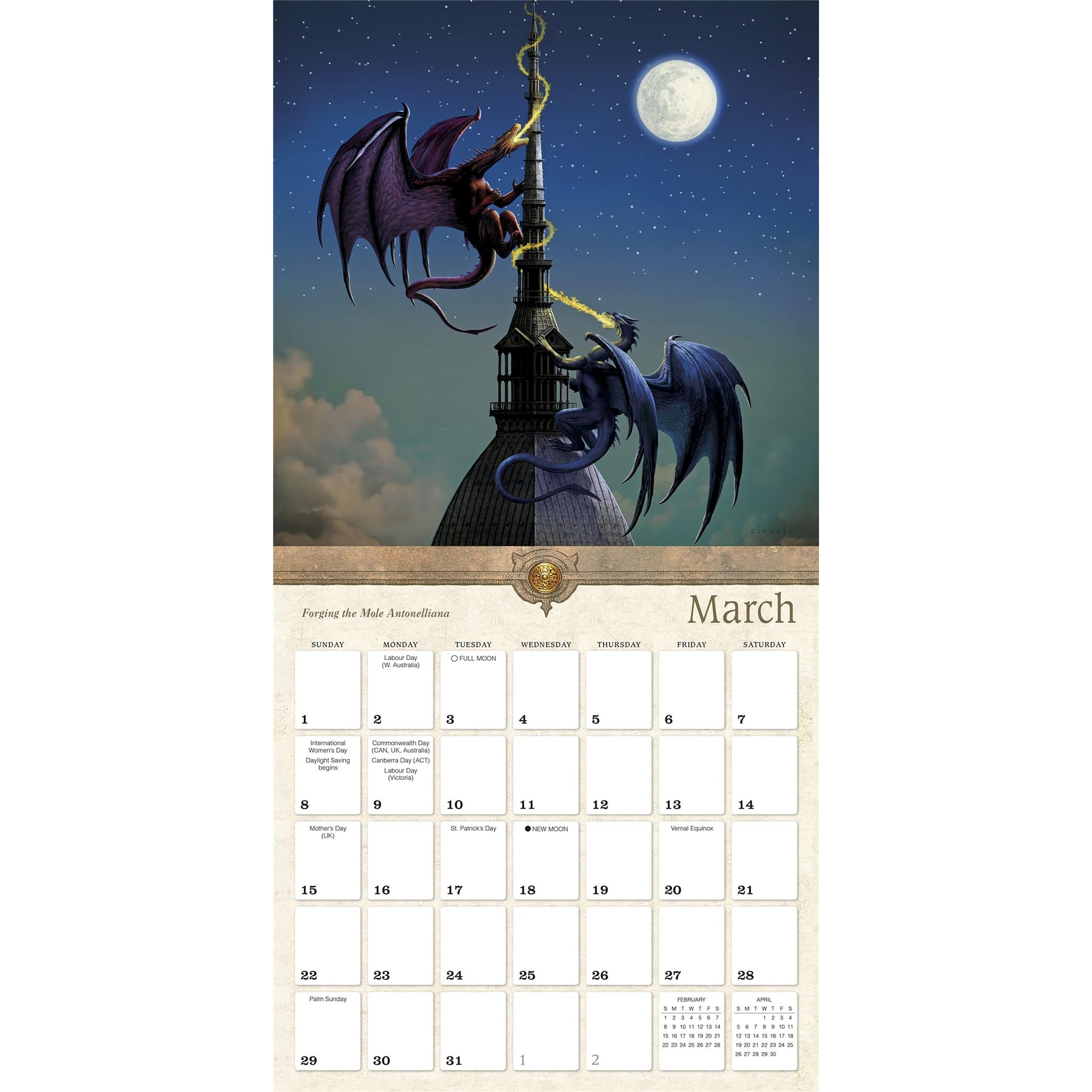 Calendrier mural Dragons par Ciruelo 2026 - Disponible uniquement en ligne