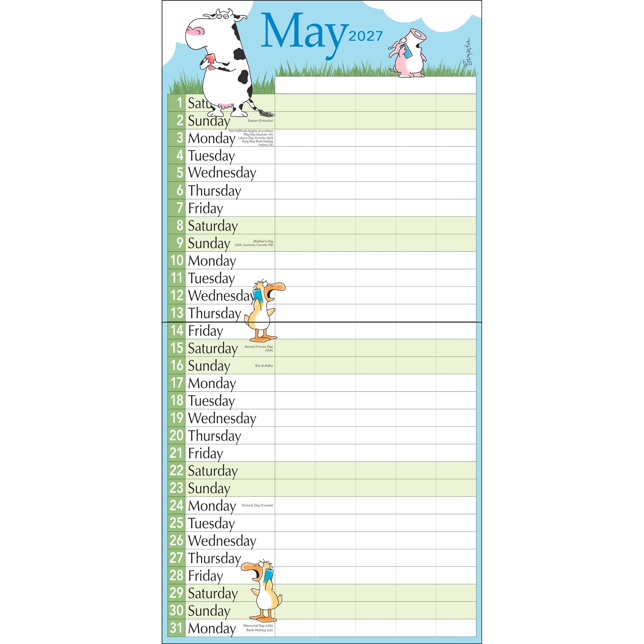Calendrier mural 2026-2027 My Family de Sandra Boynton