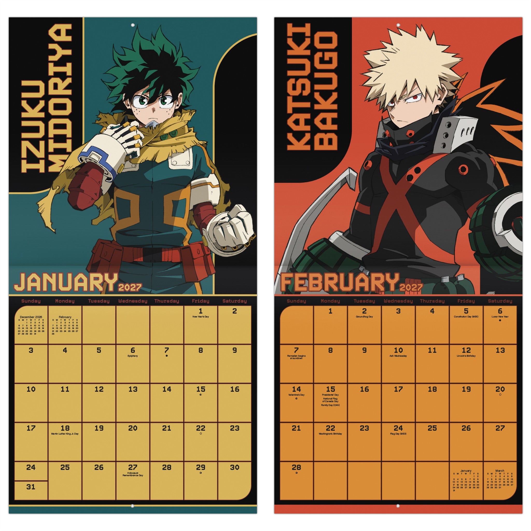 Calendrier mural My Hero Academia 2027 - Exclusivement en ligne
