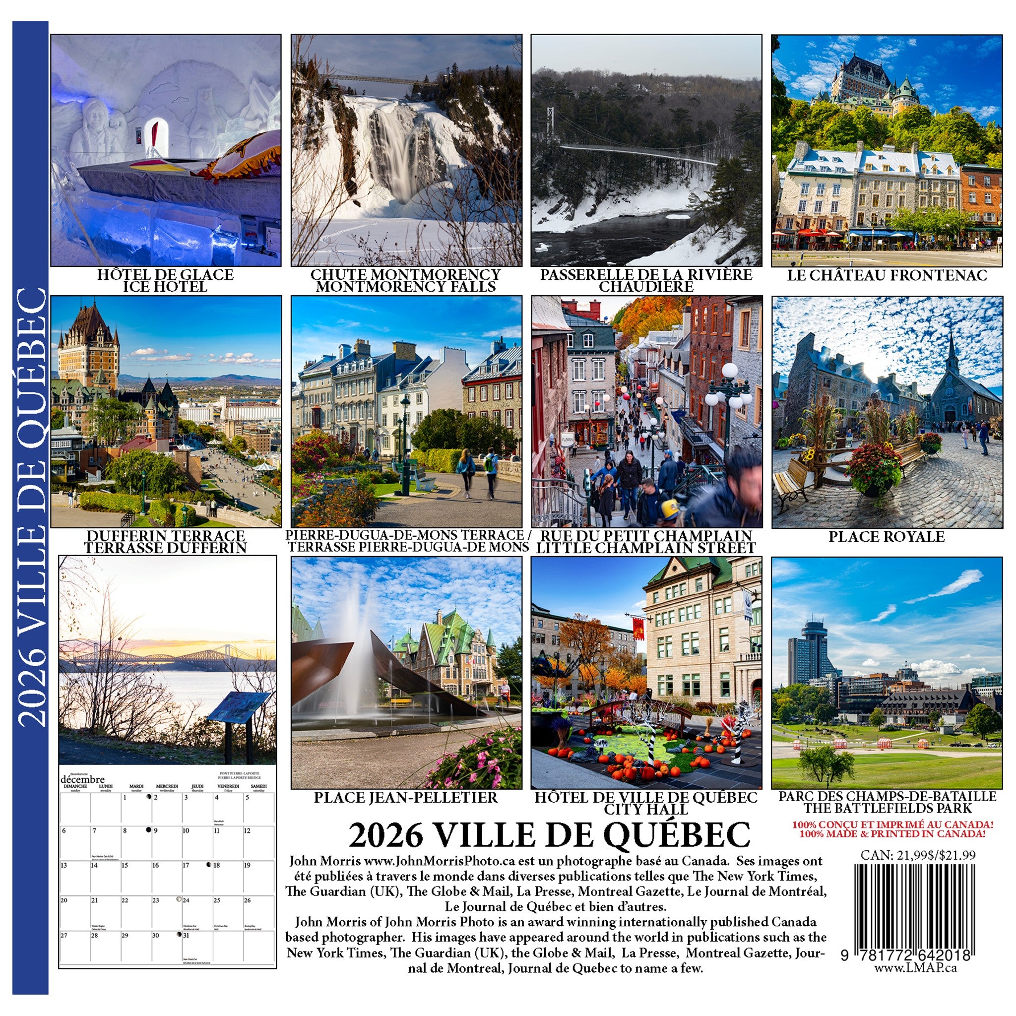 Calendrier mural de la ville de Québec 2026 (français)