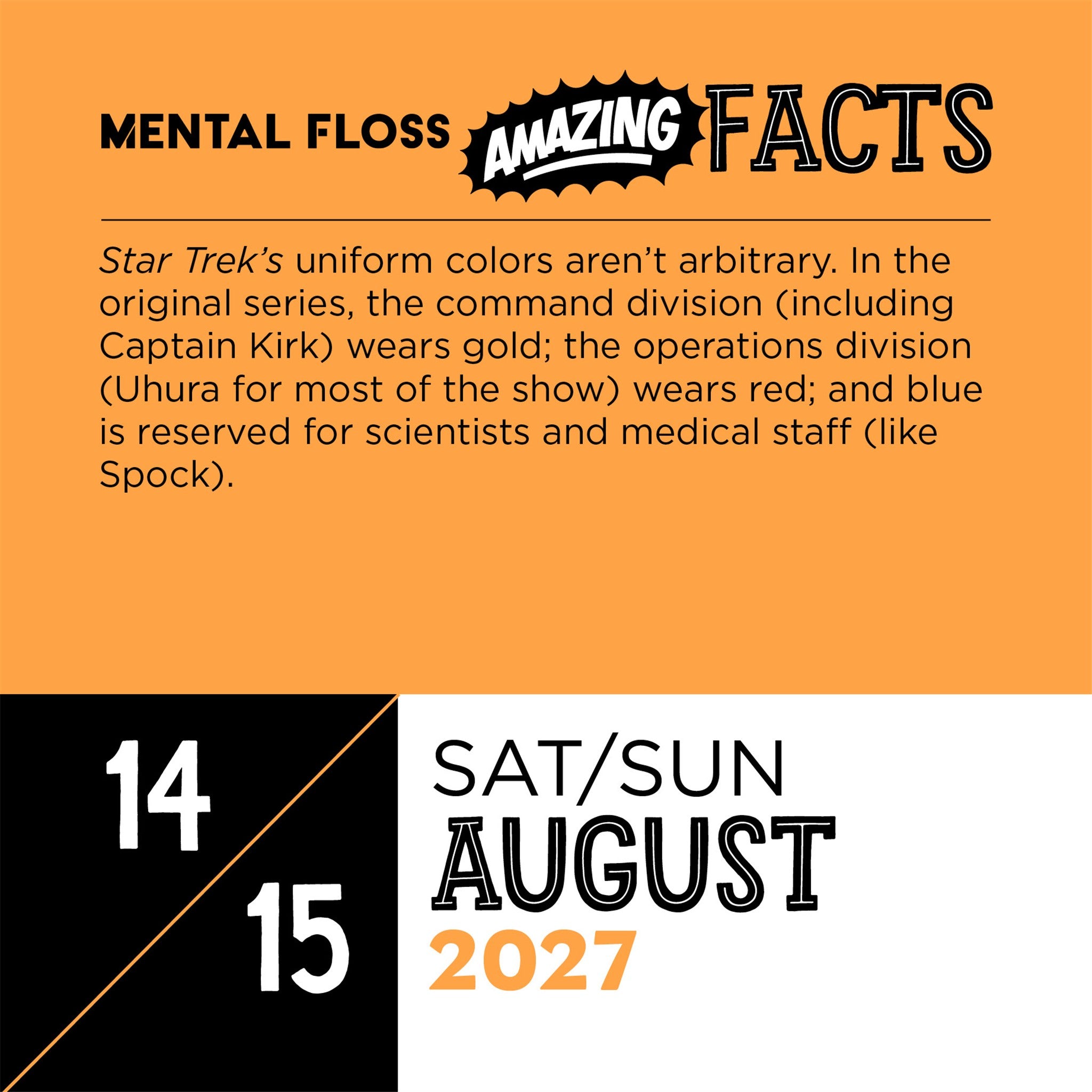 Amazing Facts from Mental Floss 2027 Box Calendar