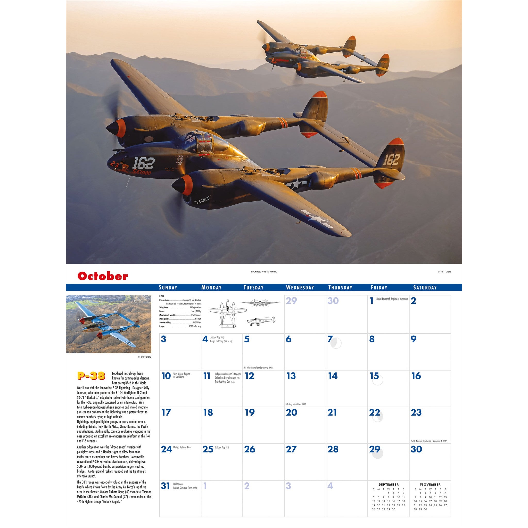 Calendrier mural L'âge d'or de l'aviation 2027
