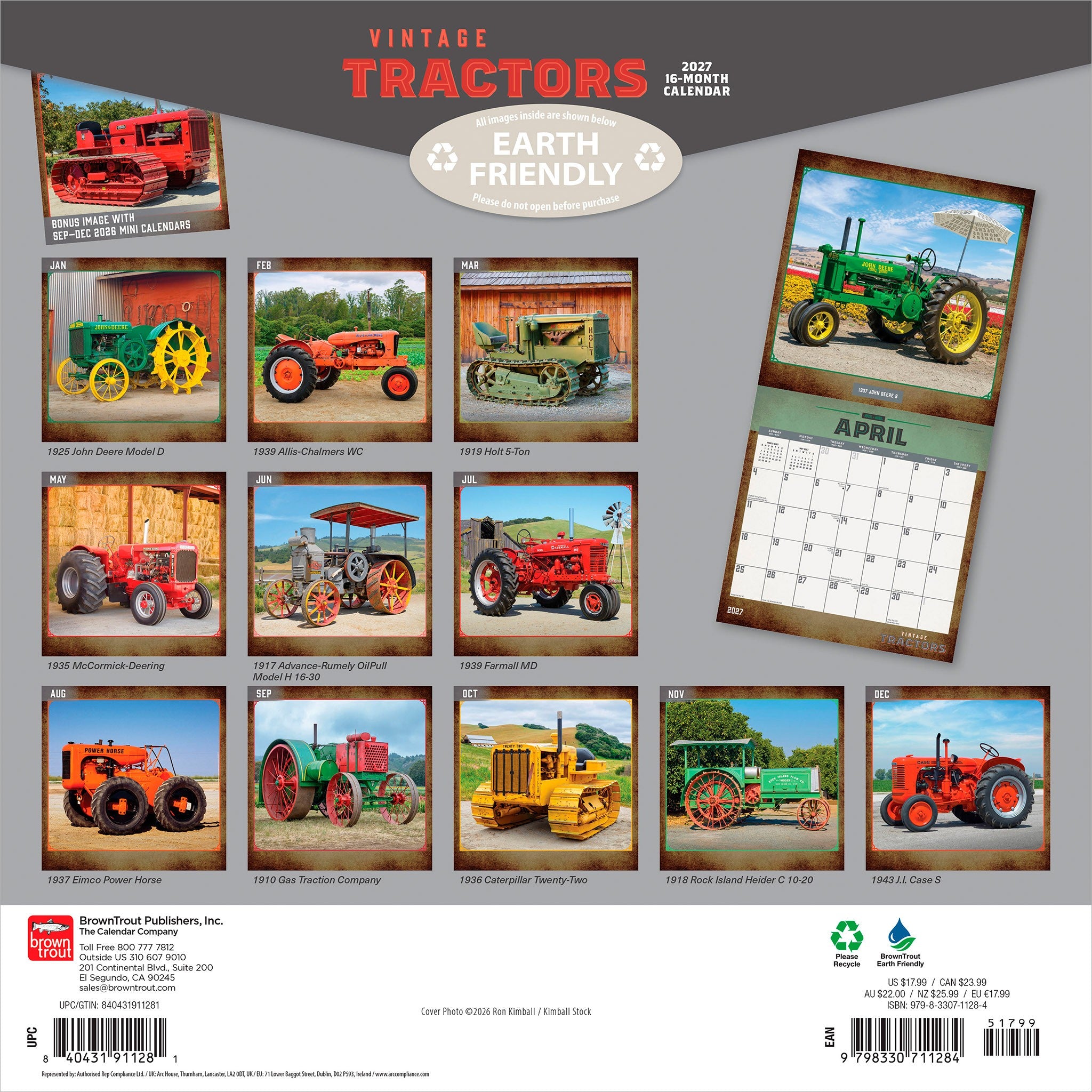 Vintage Tractors 2027 Wall Calendar - Online Only