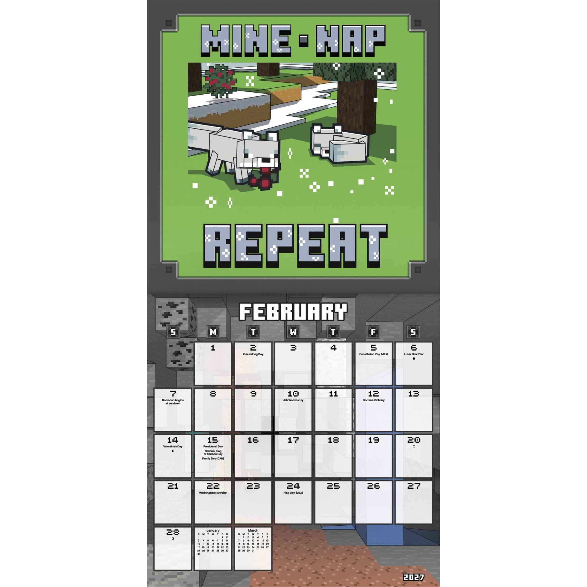 Minecraft Exclusive with Decal 2027 Wall Calendar