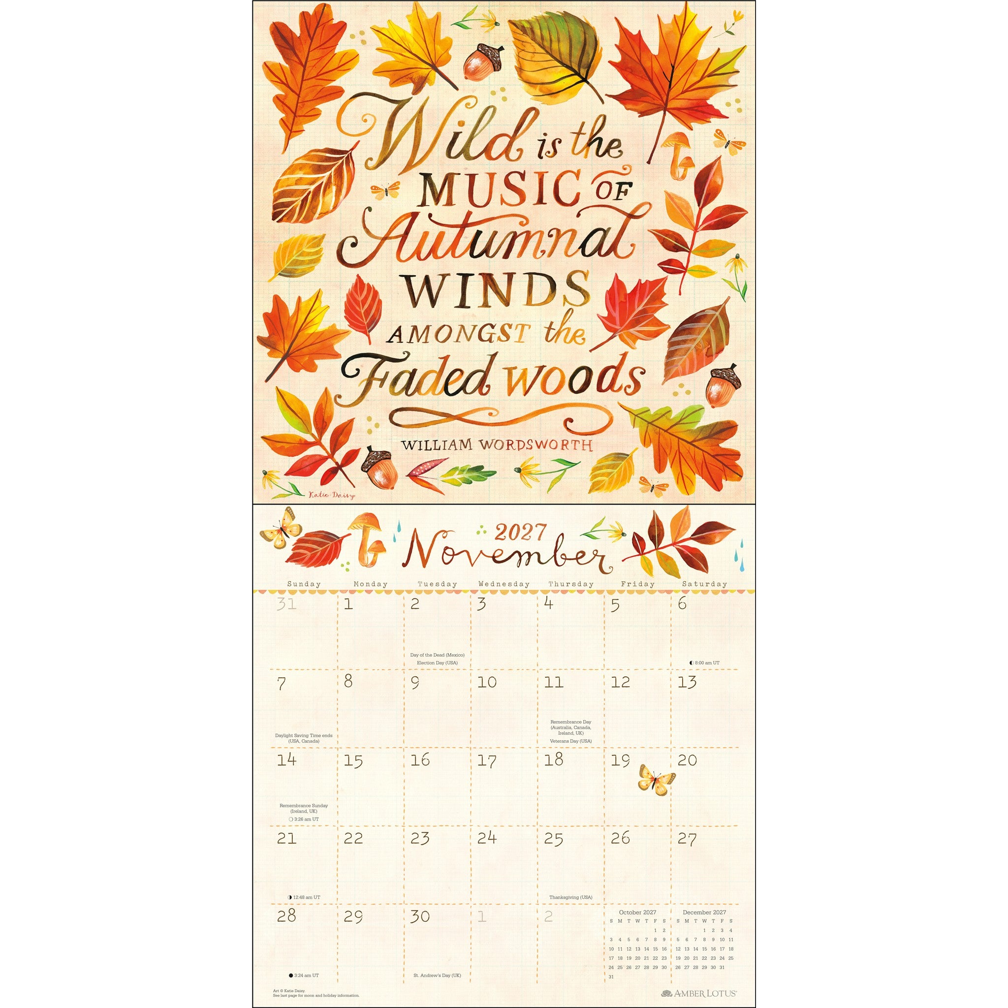 Calendrier mural Katie Daisy 2027 – En ligne seulement