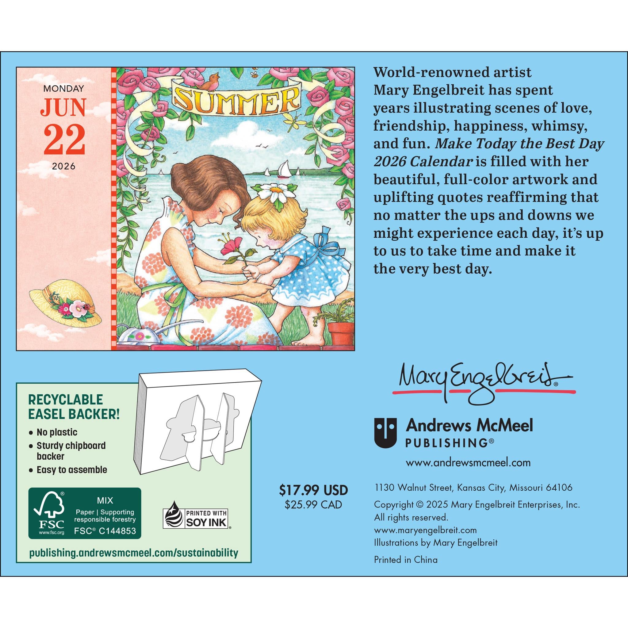 Calendrier Mary Engelbreits « Faites d'aujourd'hui le meilleur jour » 2026
