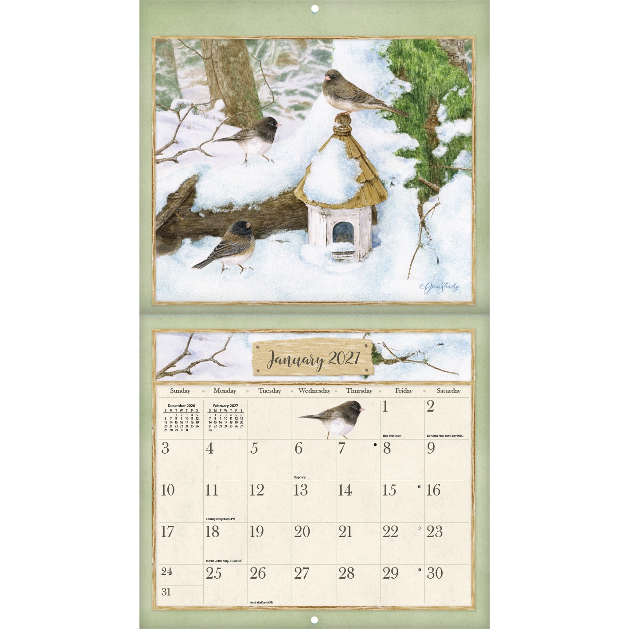 Calendrier mural 2027 Oiseaux du jardin - En ligne seulement