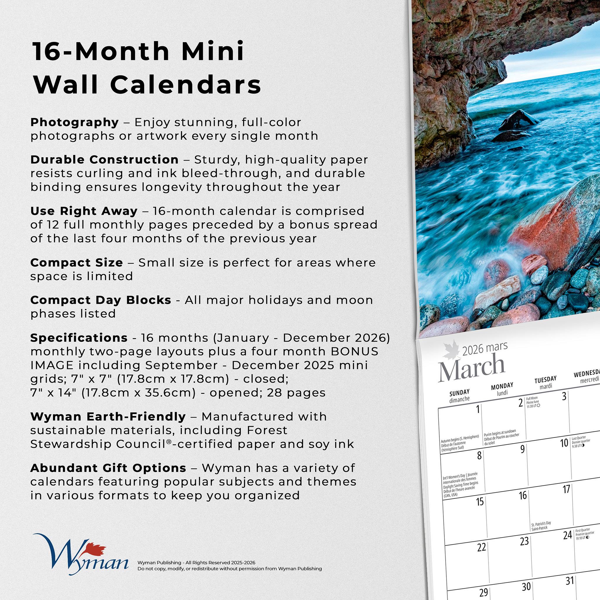 Mini-calendrier de Terre-Neuve-et-Labrador 2026 - Disponible uniquement en ligne