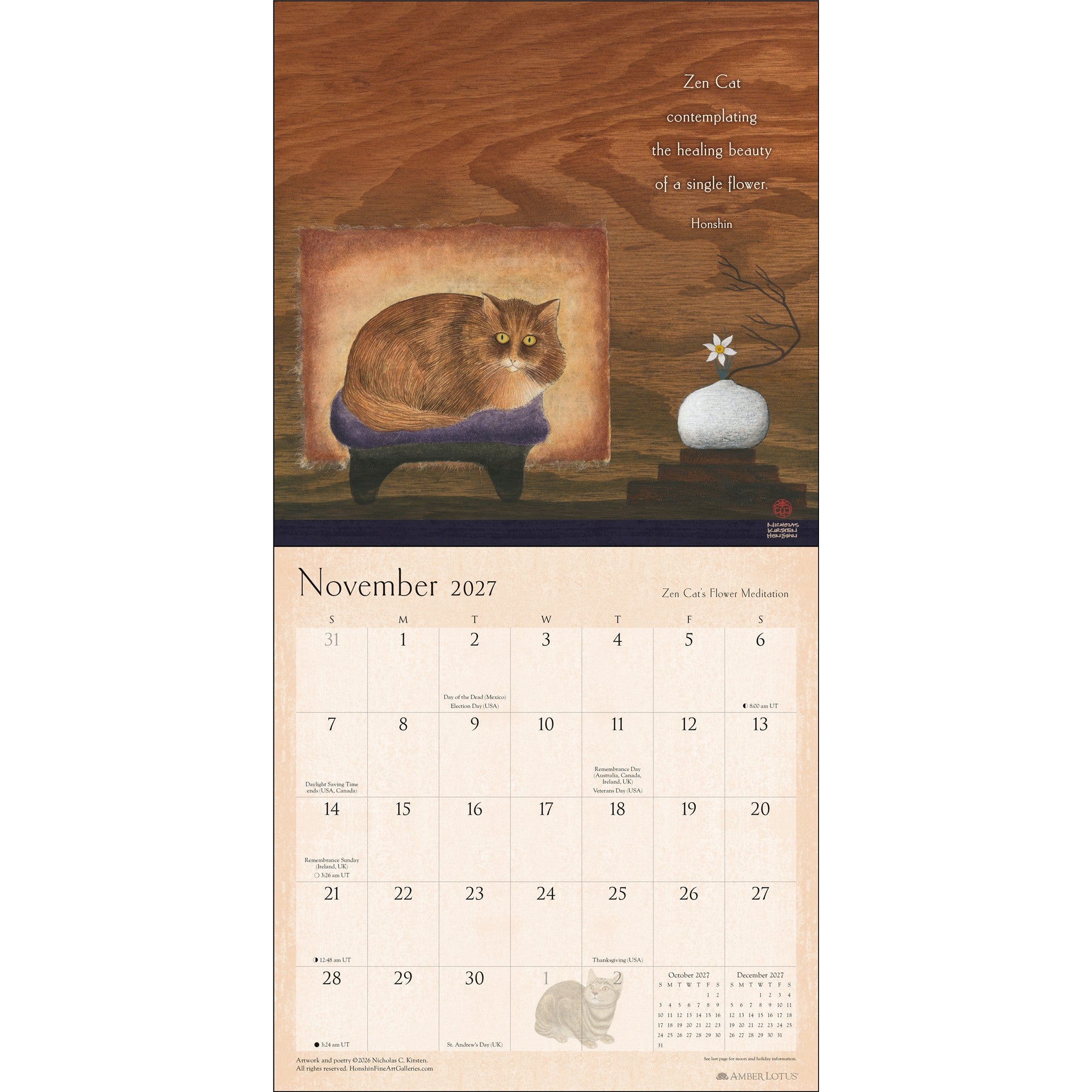 Calendrier mural Zen Cat 2027 - Exclusivement en ligne
