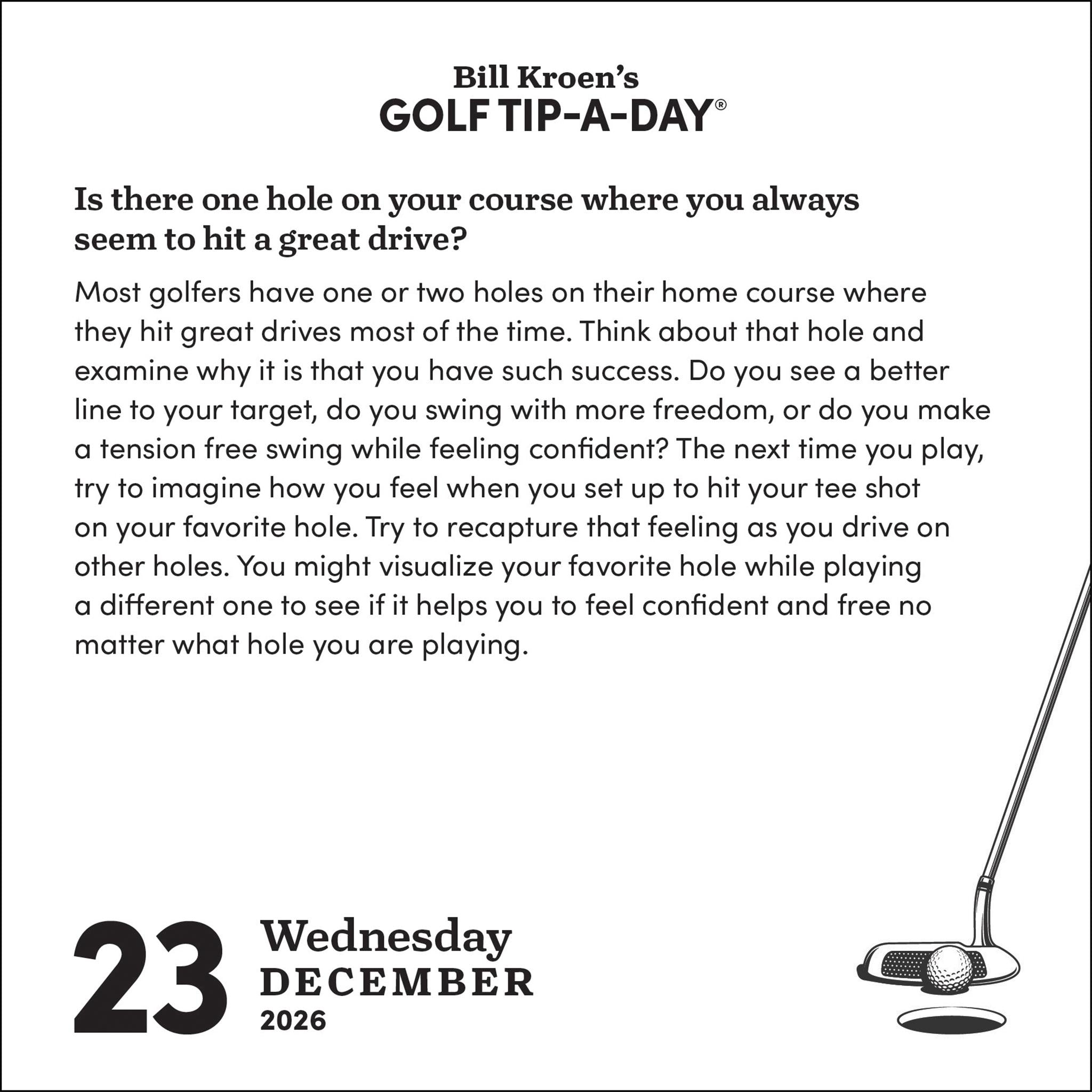 Bill Kroen's Golf Tip-A-Day 2026 Box Calendar