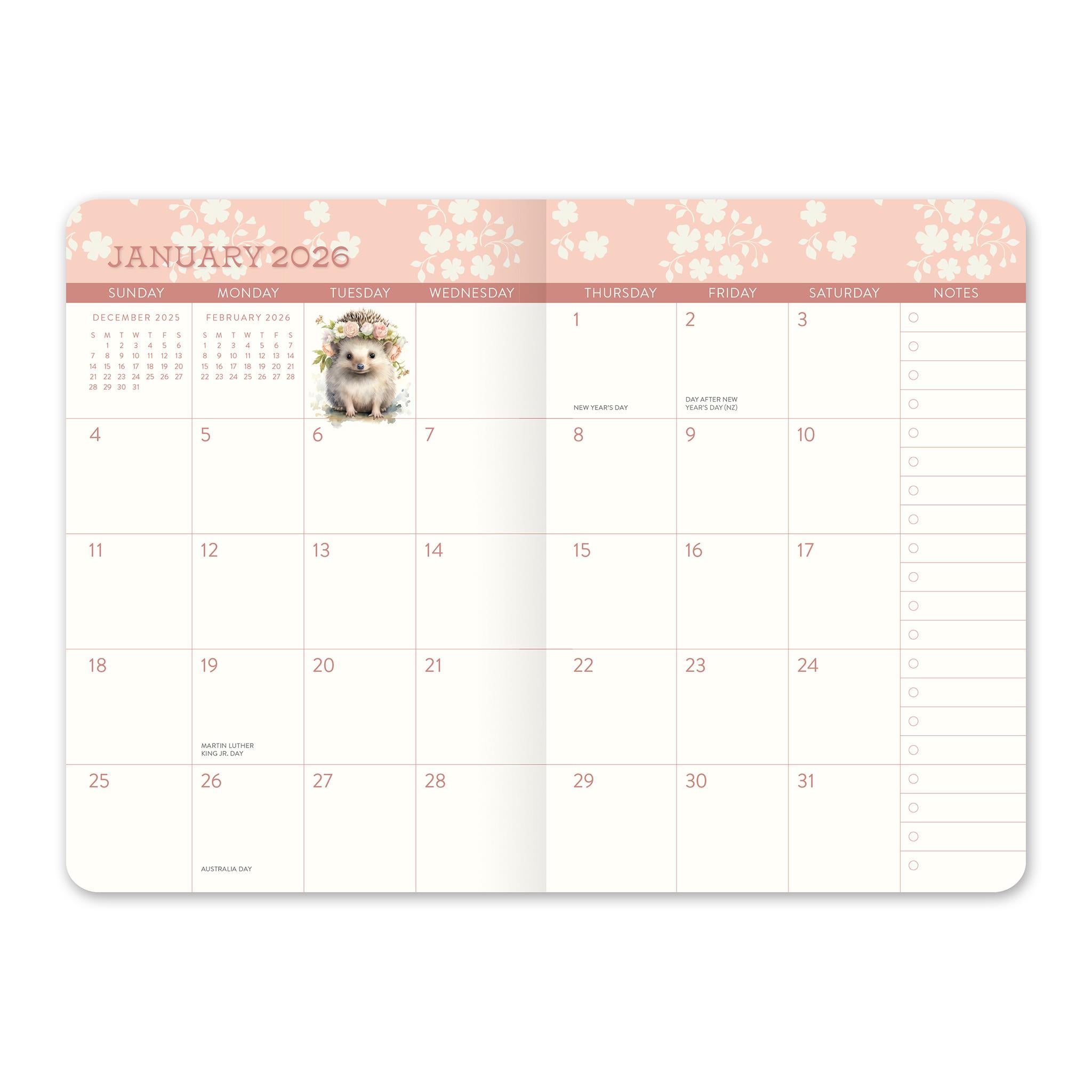 Agenda de poche exclusif mensuel Hedgehog 2025-2026