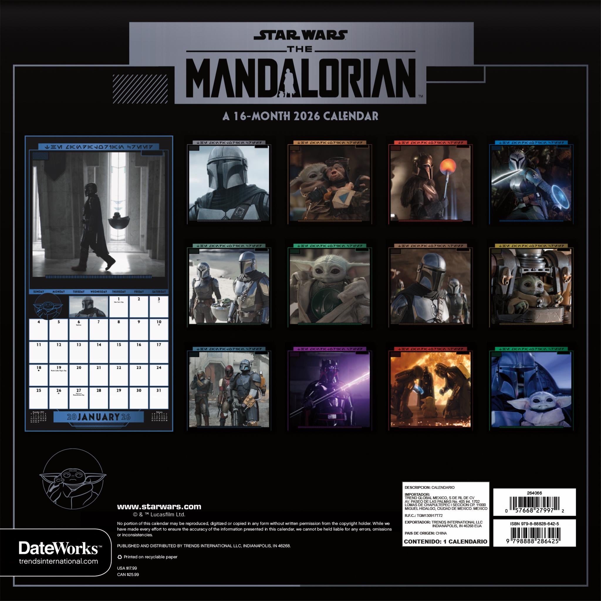 Calendrier mural Star Wars Mandalorian 2026