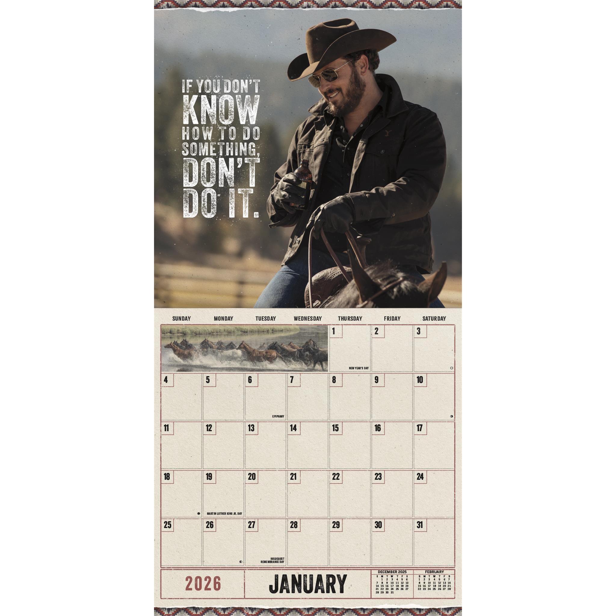 Calendrier mural Yellowstone Rip Wheeler 2026 - Disponible uniquement en ligne