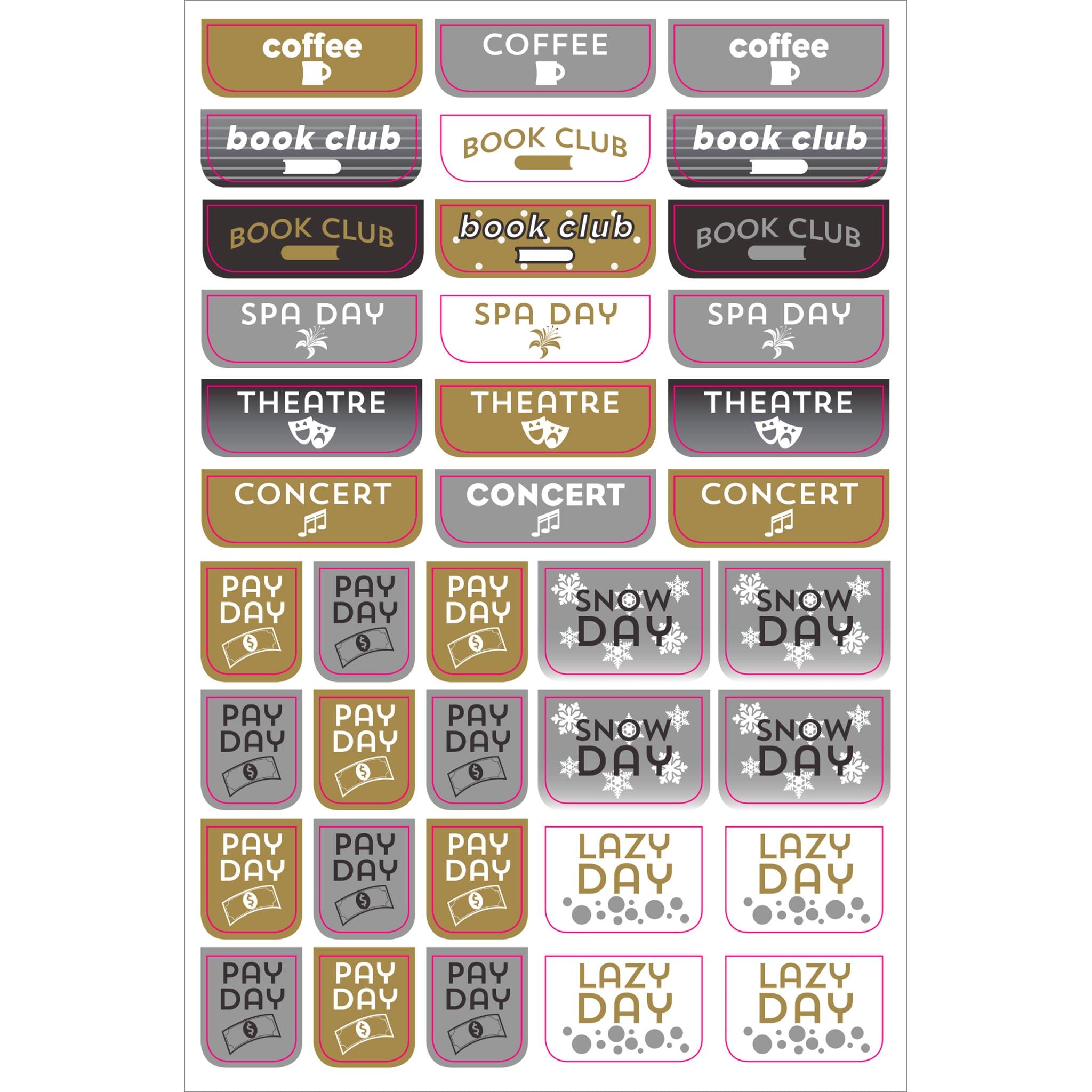 Black and Gold Essentials Planner Stickers - Online Only