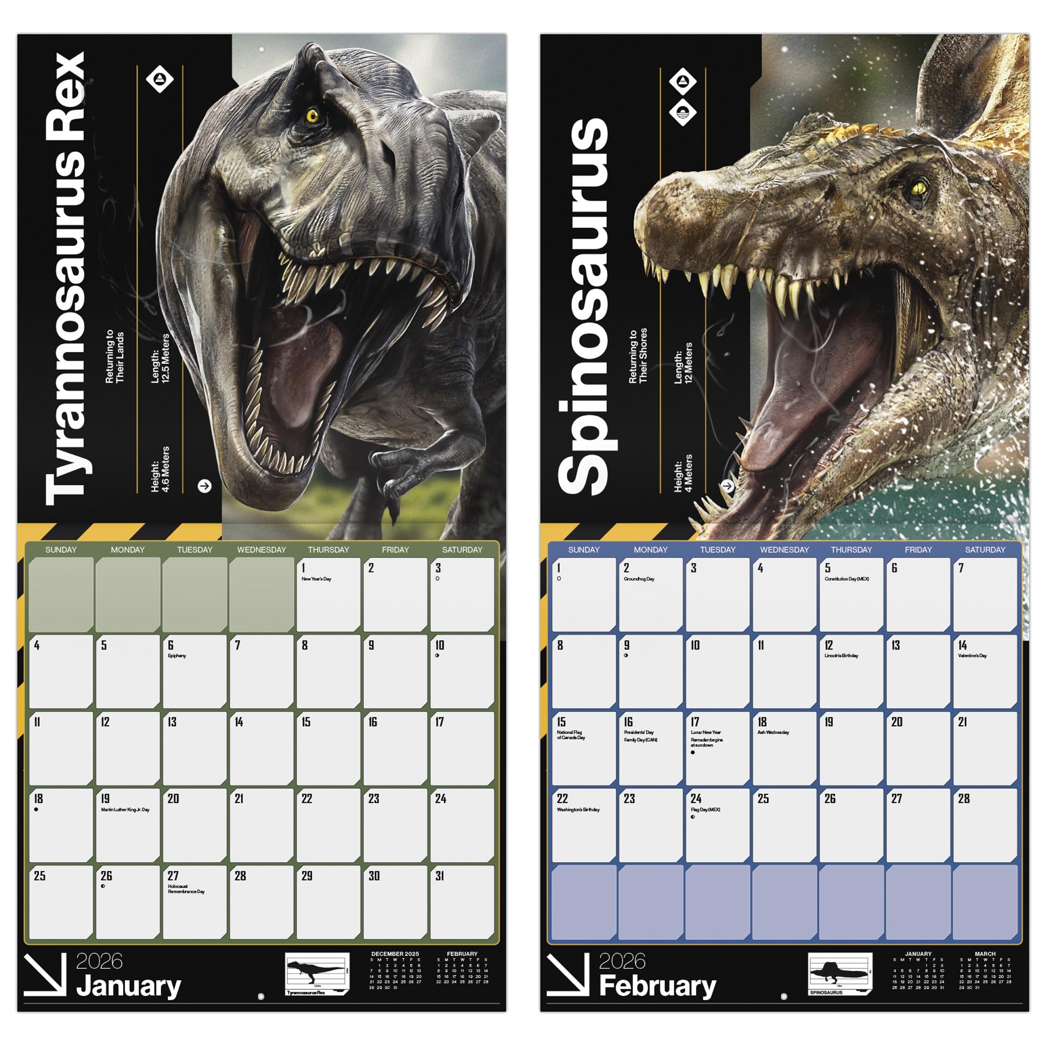 Jurassic World Wall 4 2026 Calendar