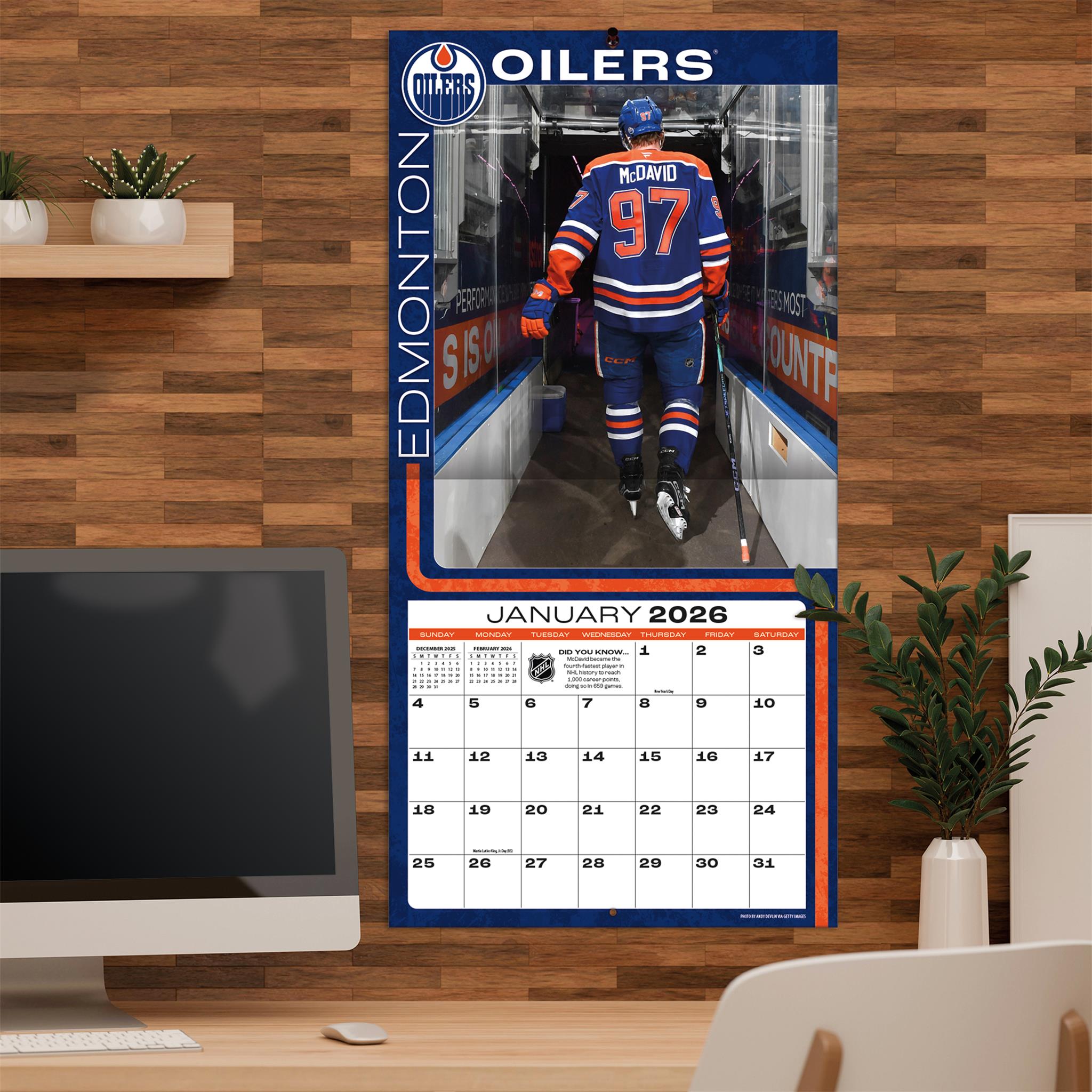 Calendrier mural 2026 de Connor McDavid, des Oilers d'Edmonton (NHL)