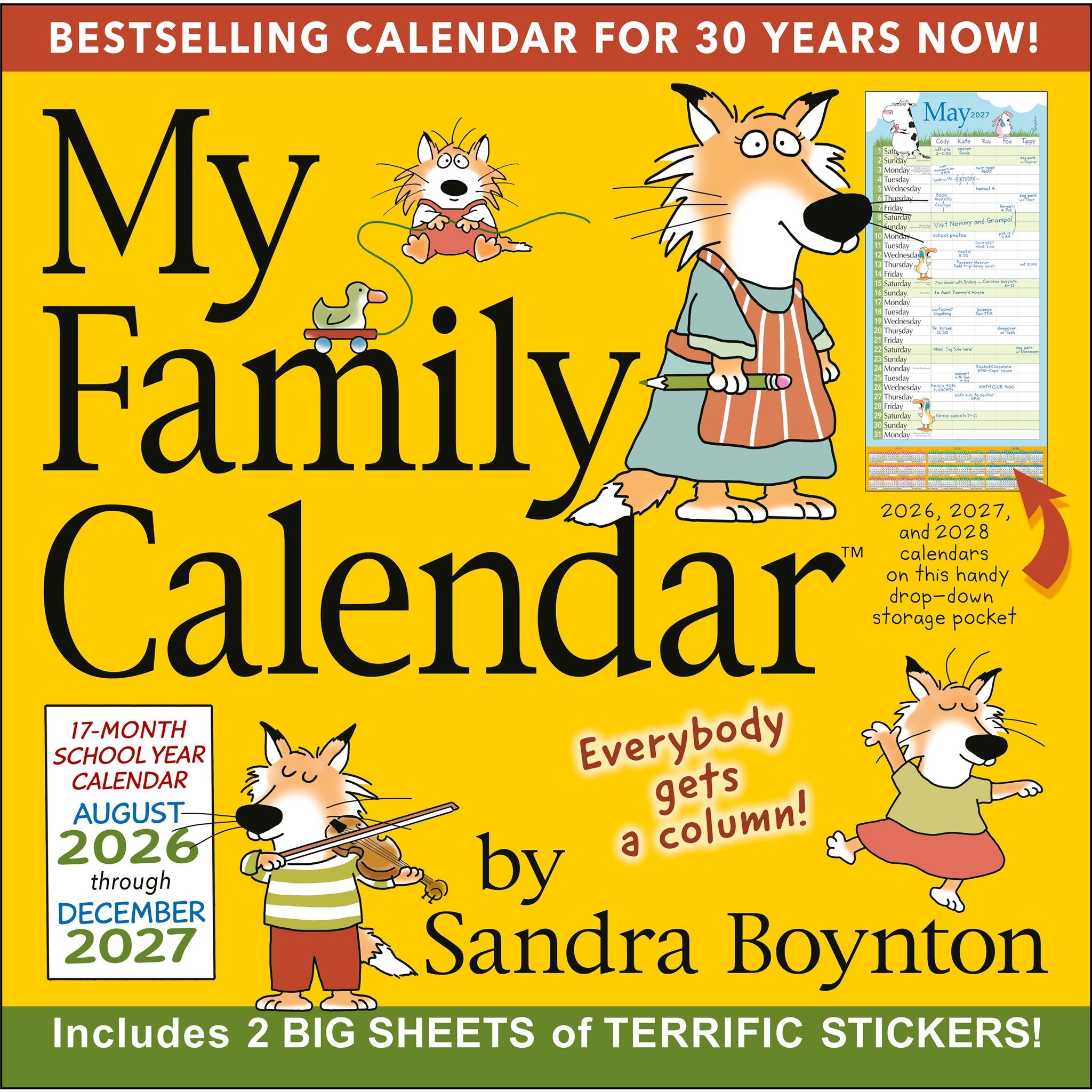 Calendrier mural 2026-2027 My Family de Sandra Boynton